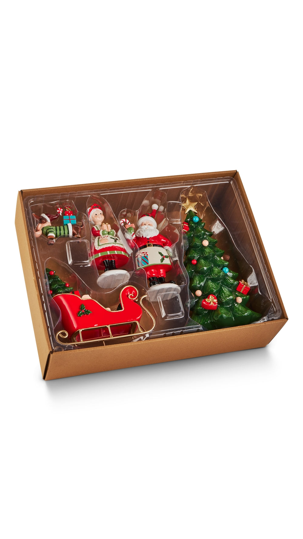4.75 inch Santa's Scene Christmas box set, full view on white
