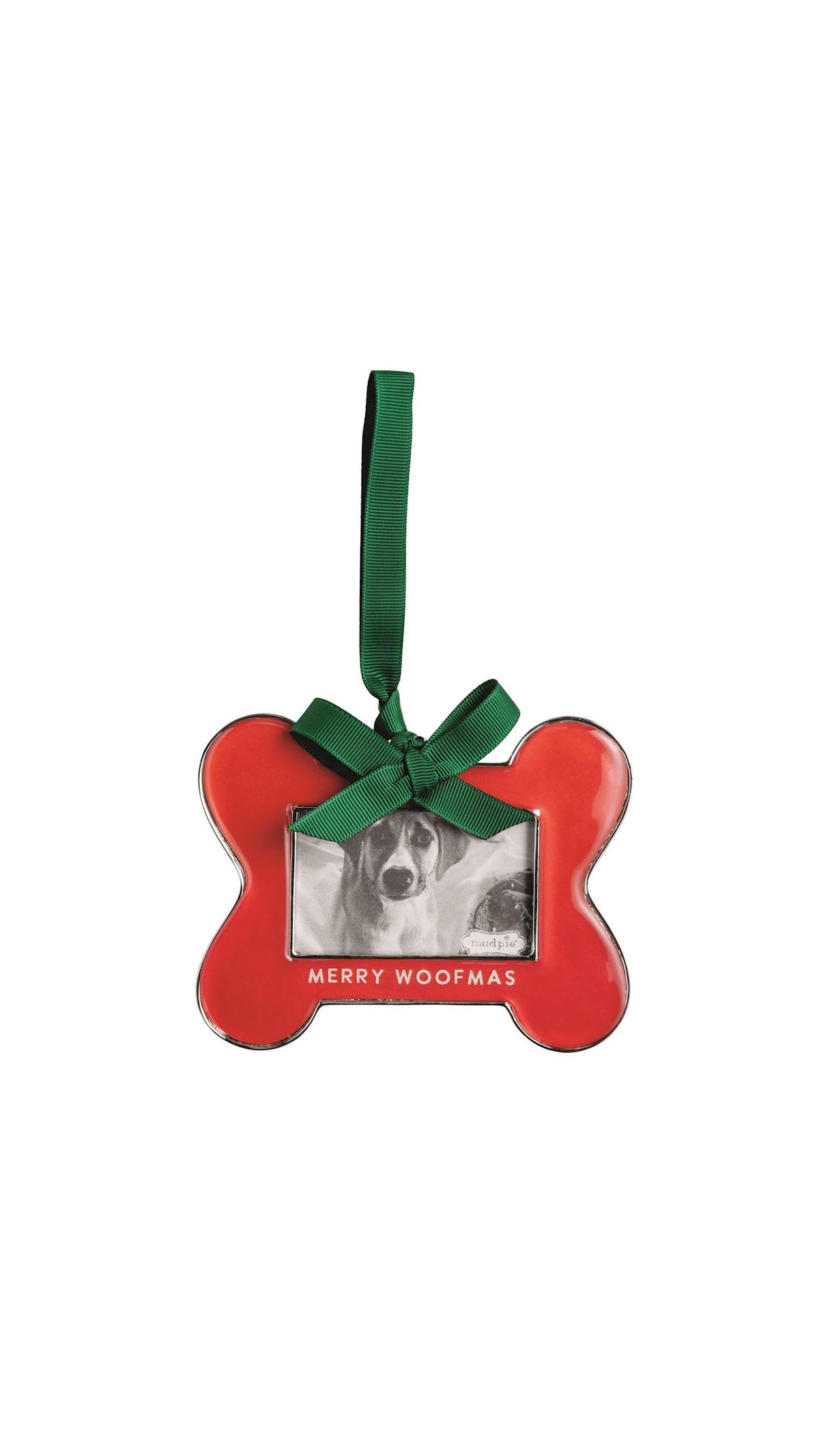 Merry Woofmas Frame Ornament full view on white