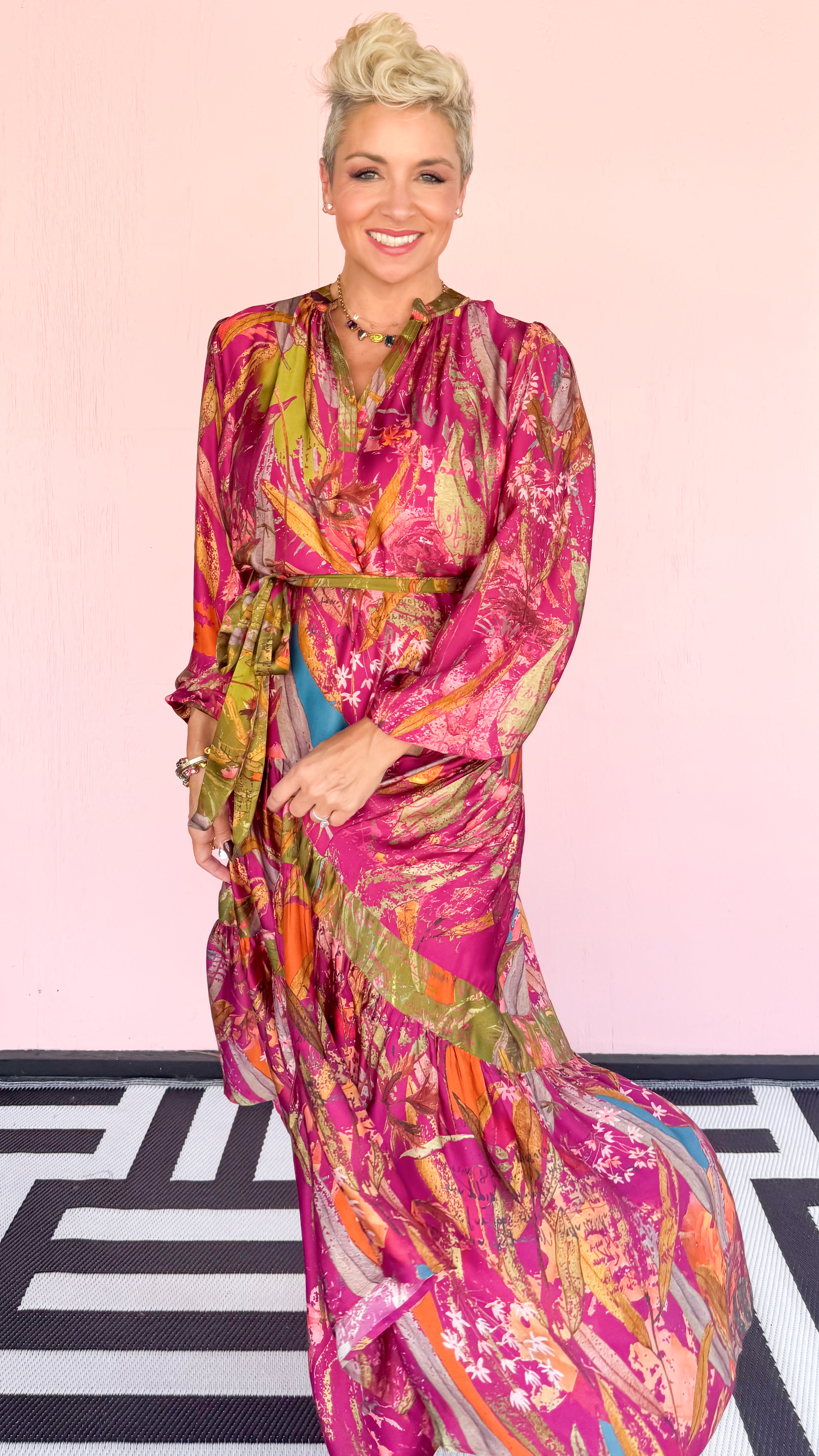 Featherington Drop Waist Dress/Pink