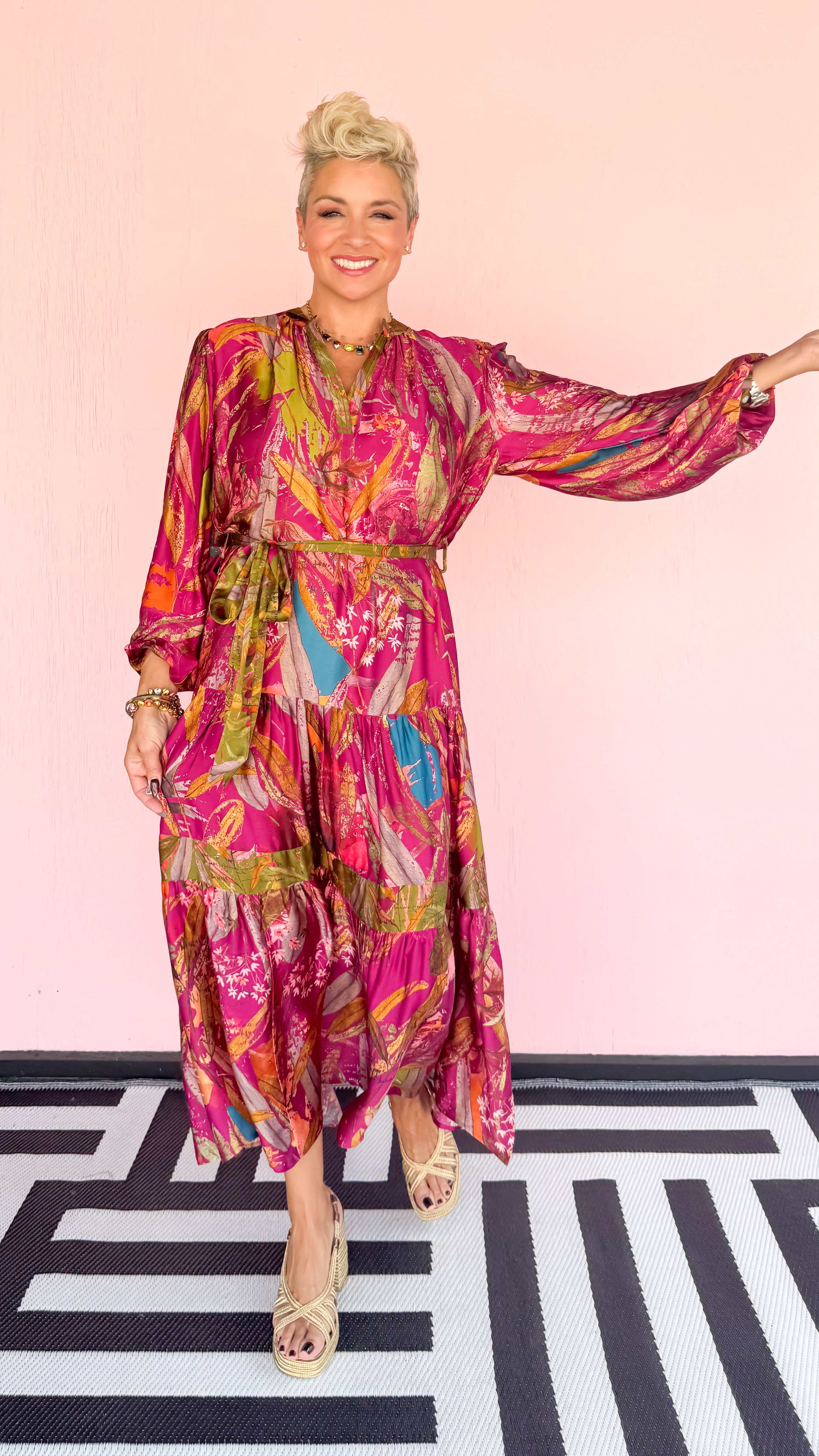 Featherington Drop Waist Dress/Pink