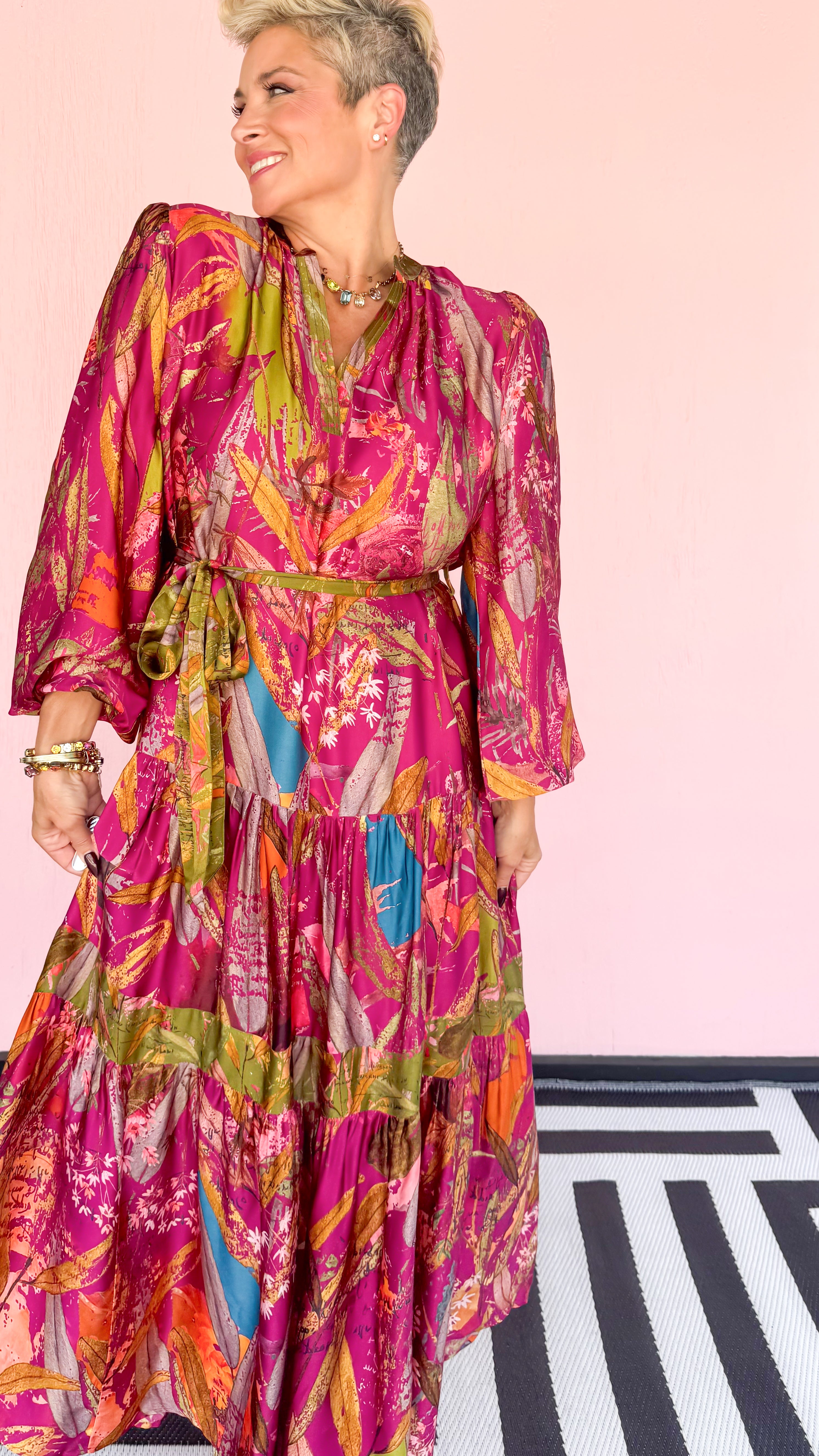 Featherington Drop Waist Dress/Pink