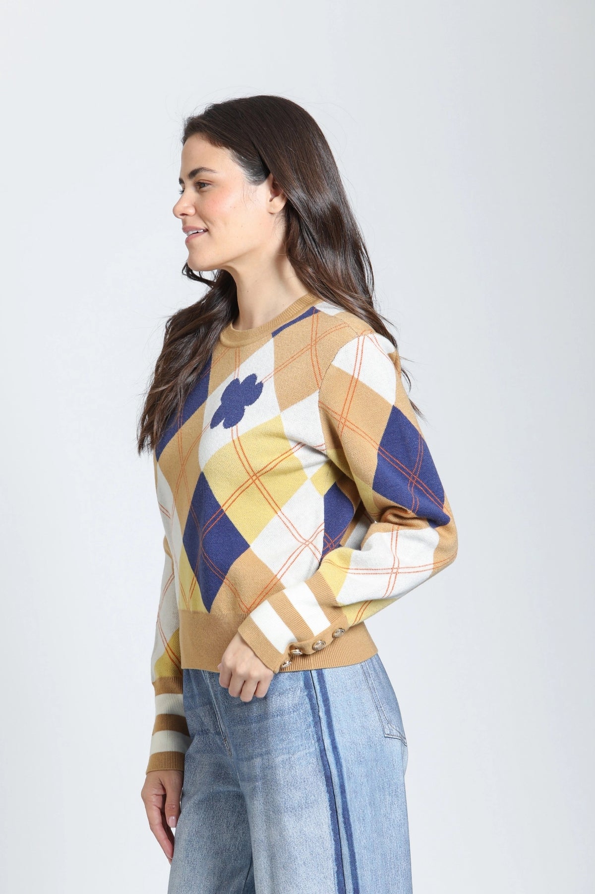 Daisy Argyle Crewneck/Goldenrod