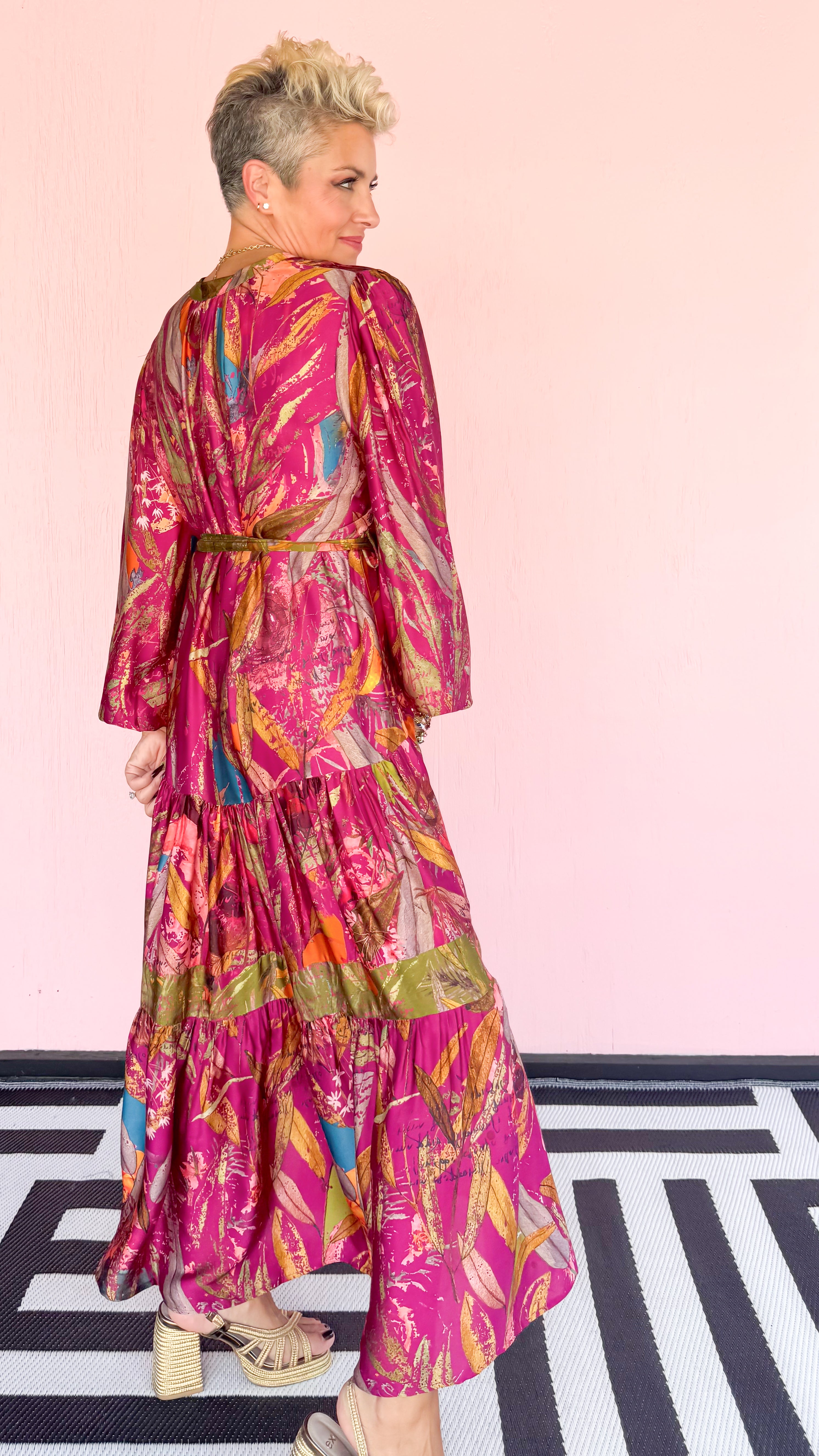 Featherington Drop Waist Dress/Pink