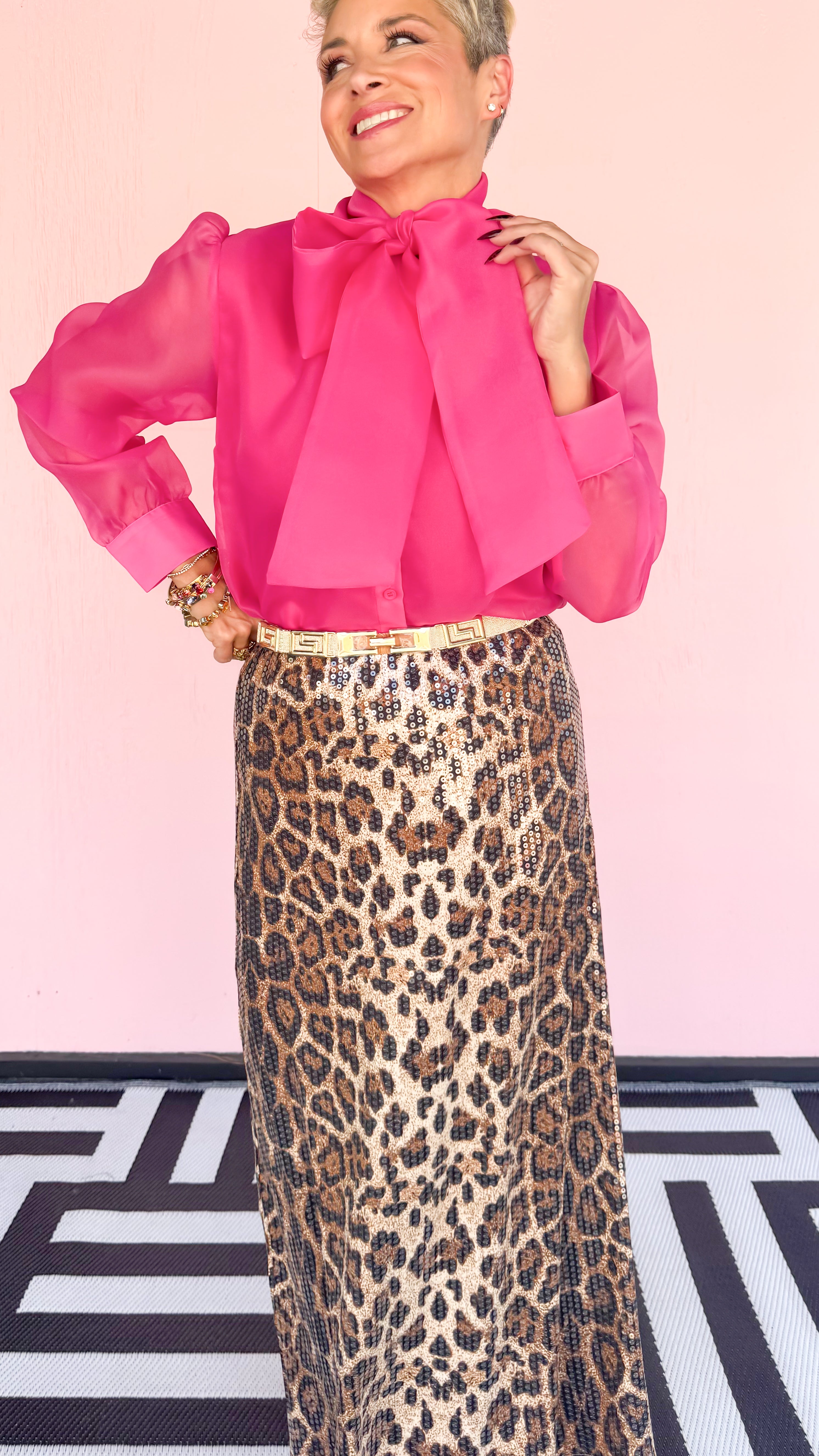 Pink Button Down With Bow