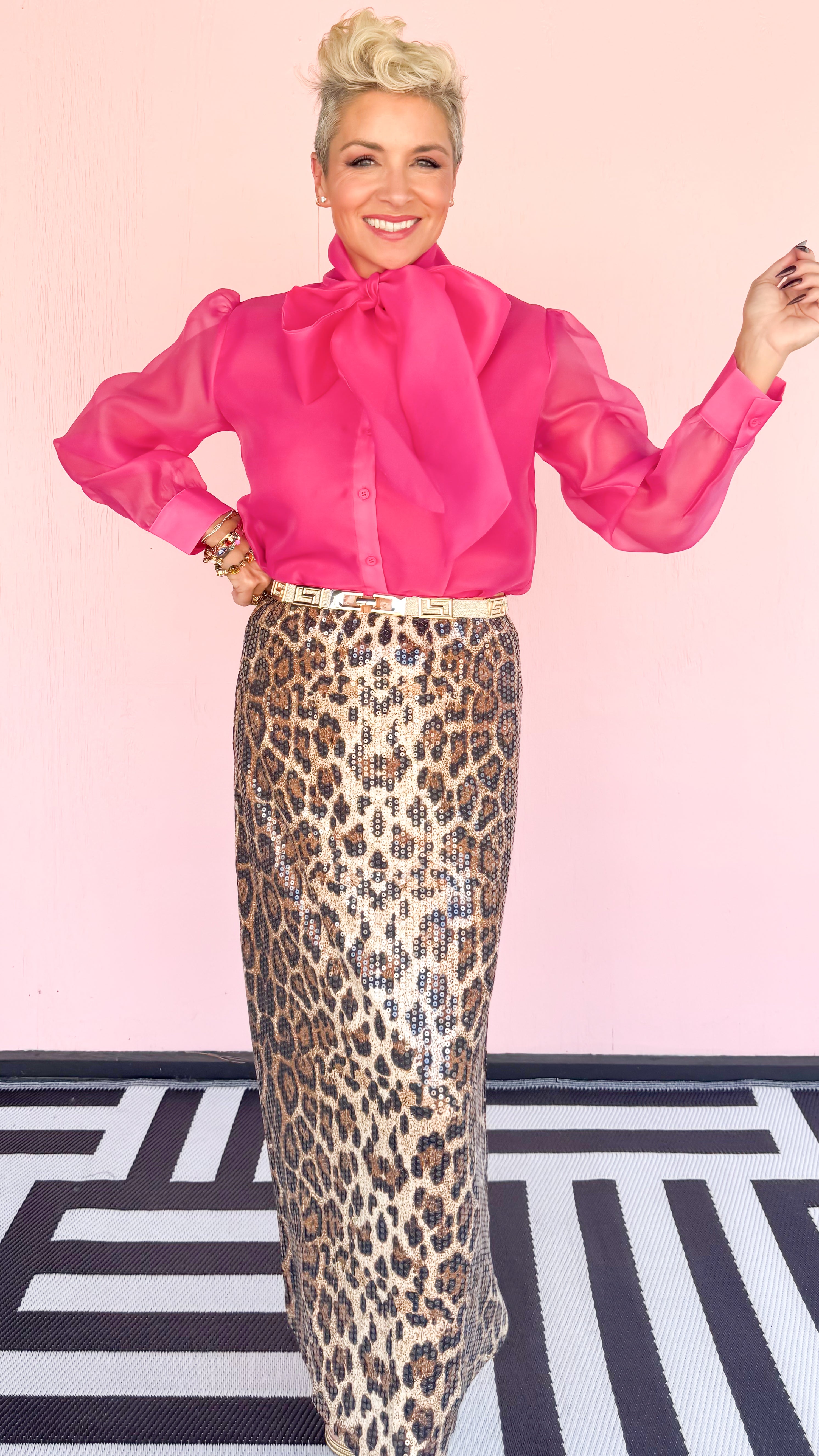 Pink Button Down With Bow