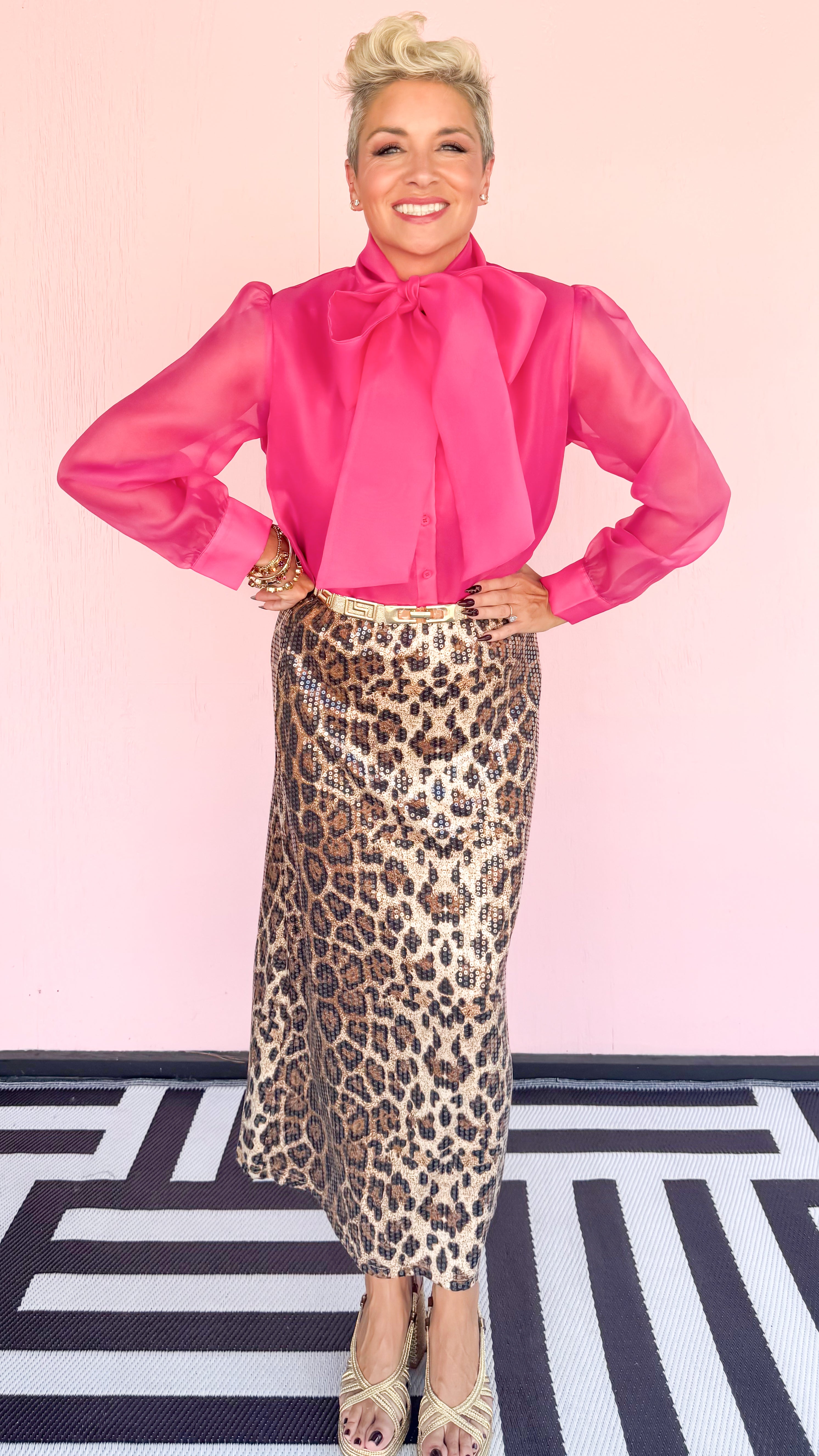 Jelica Sequin Maxi Leopard Skirt