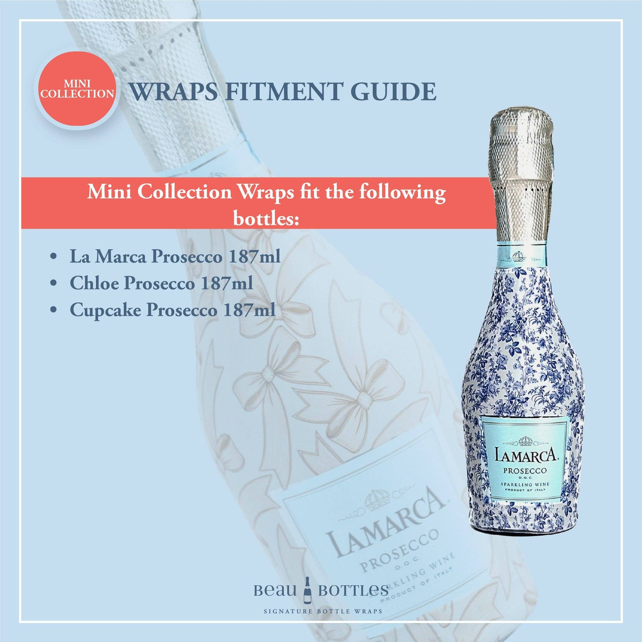 Beau Bottles Pastel Blue Mahjong mini prosecco bottle wrap set of 6 — alternate view — BLVD Boutik