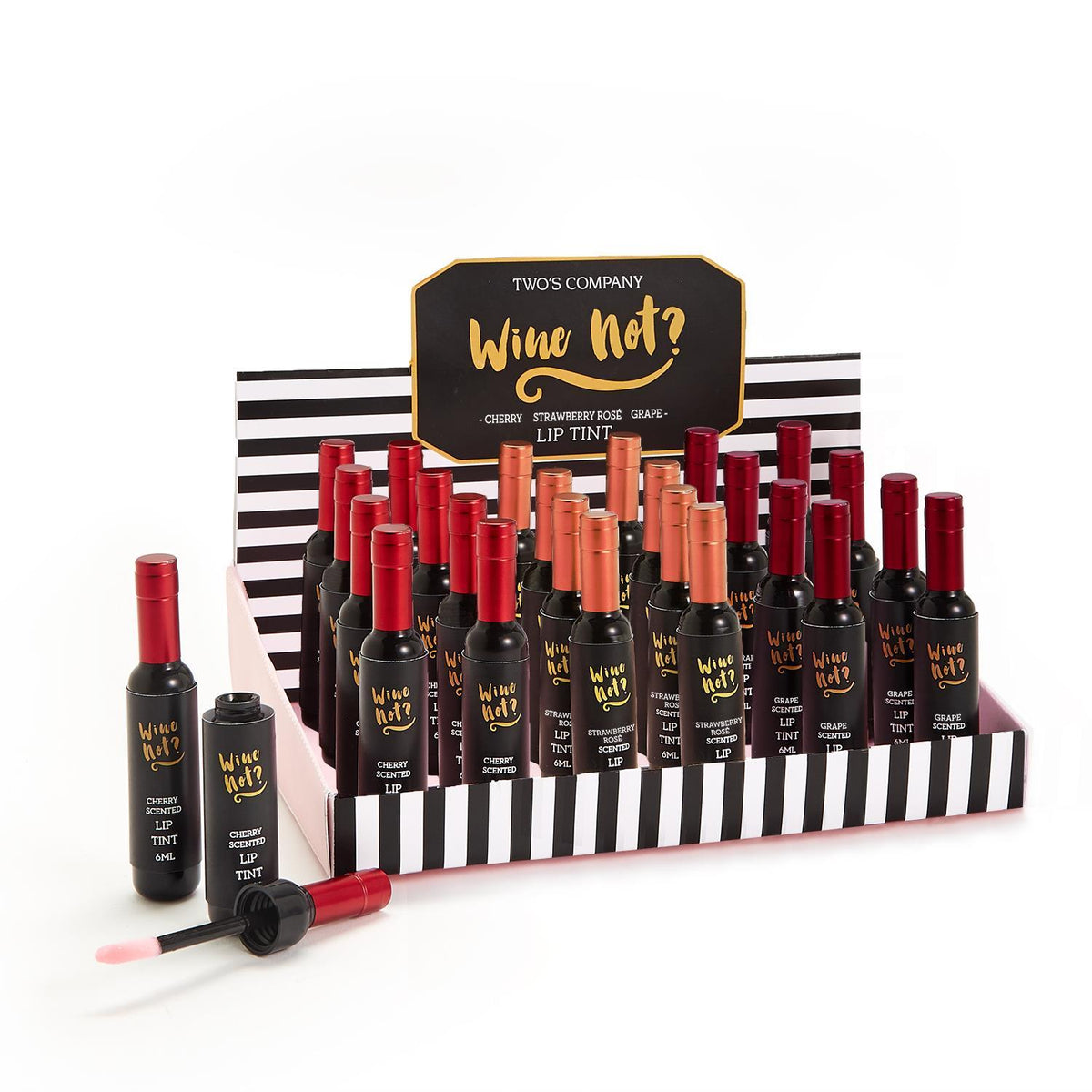 24 Pc Wine Bottle Lip Gloss Unit in Countertop Display