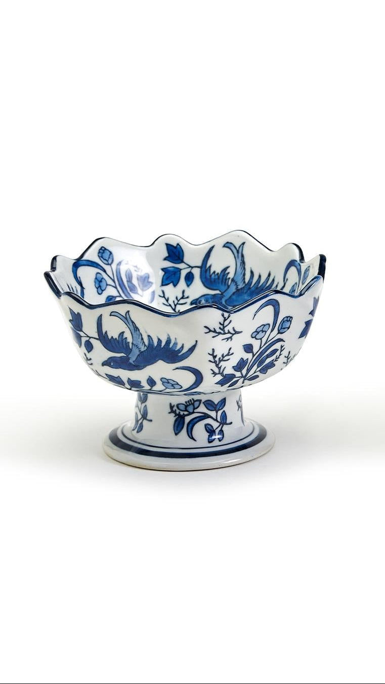 Scalloped Edge Footed Bowl White