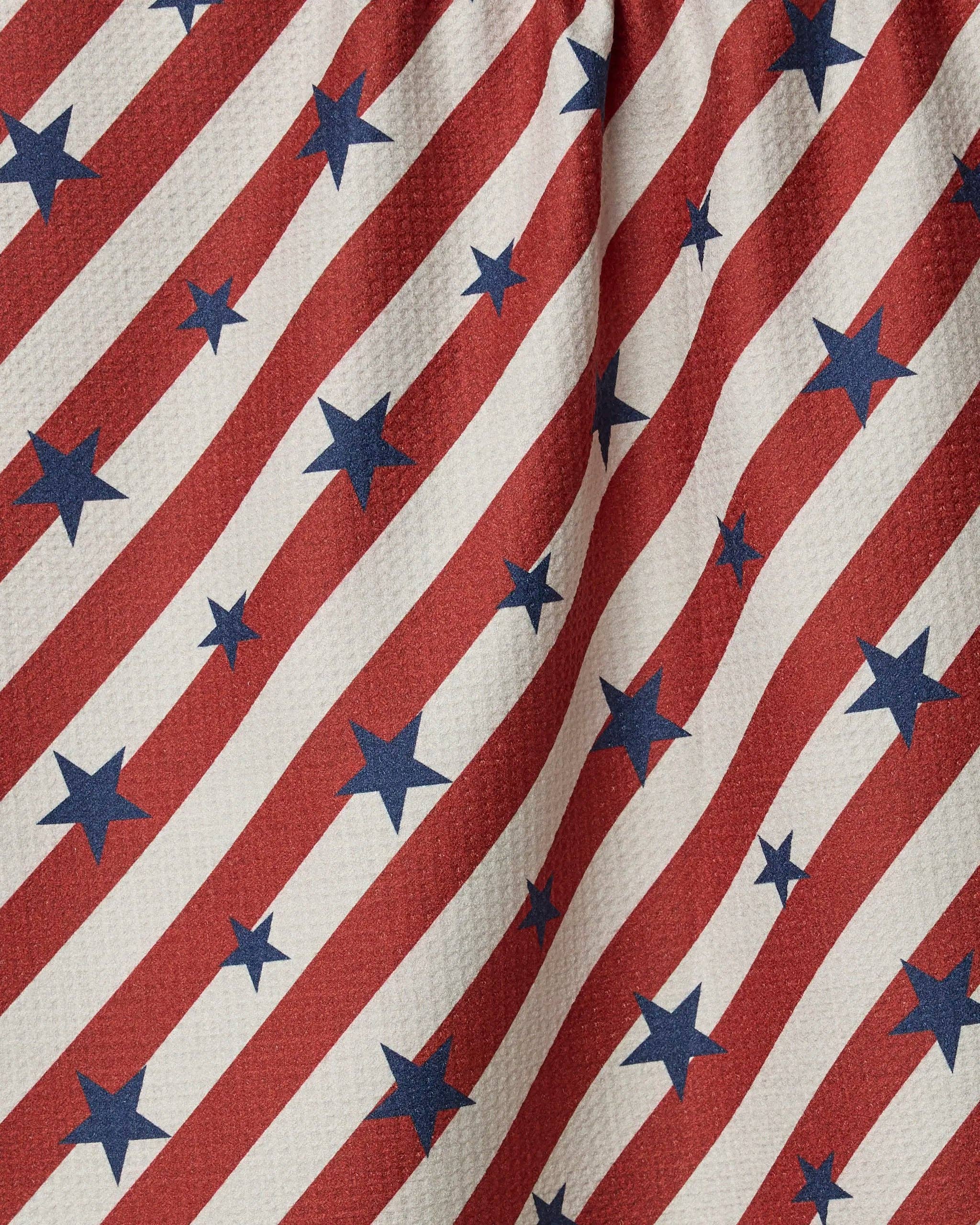 Patriotic Stripe tea towel product photo - styled view - BLVD Boutik