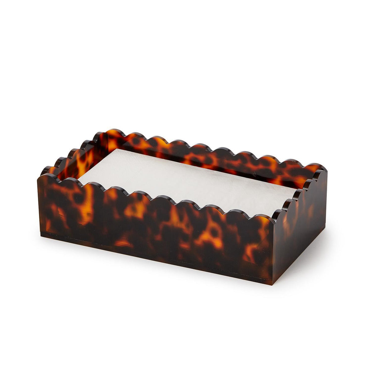 Tortoise Print Scalloped Guest Napkin Holder