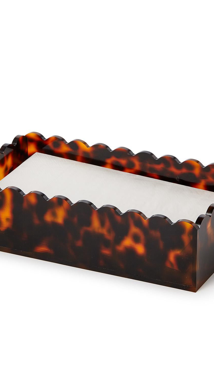 Tortoise Print Scalloped Guest Napkin Holder