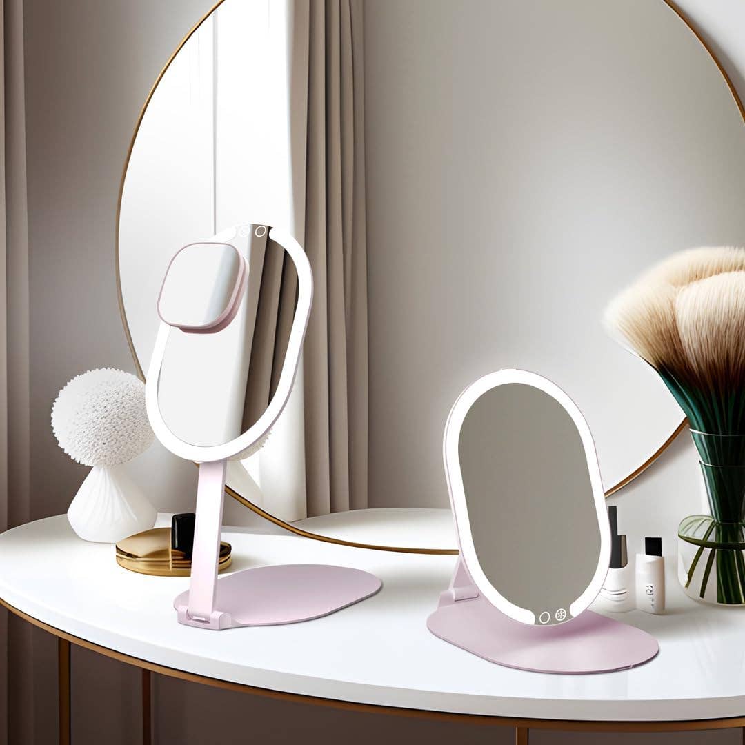 Sara ultra slim foldable lighted travel mirror product photo - detail view - BLVD Boutik