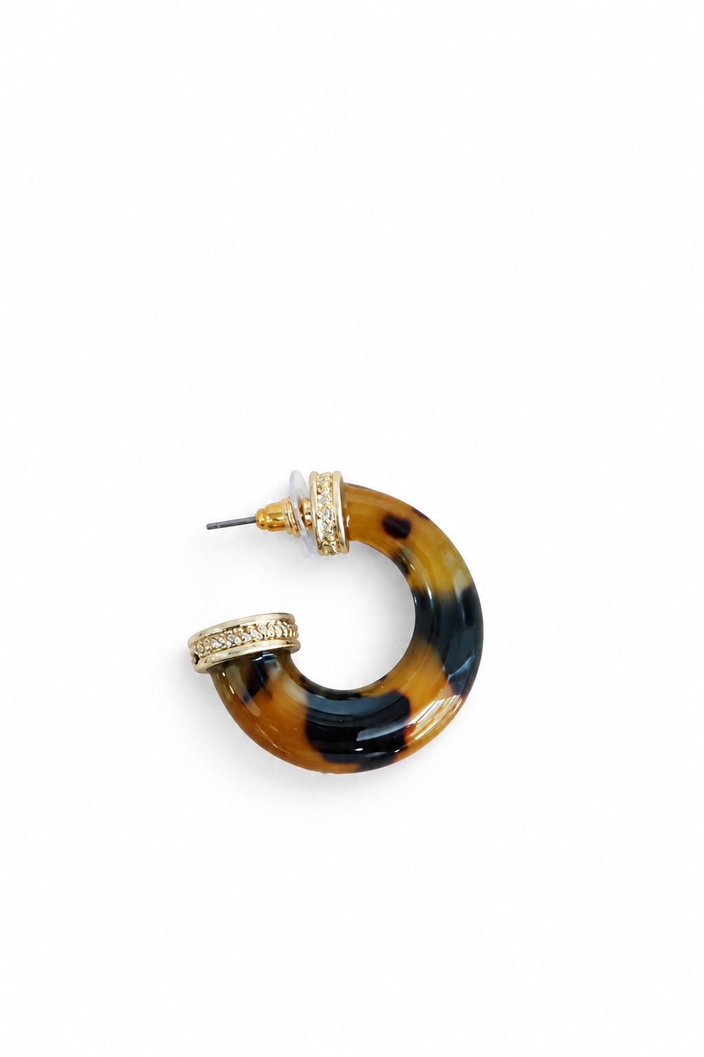 I R I & Studio Tortoise Resin Hoop Earrings, tortoise pattern resin hoops, alternate view