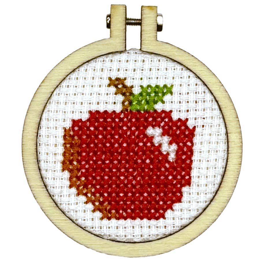 You're the Apple of My Eye mini matchbox cross stitch kit product photo - styled view - BLVD Boutik