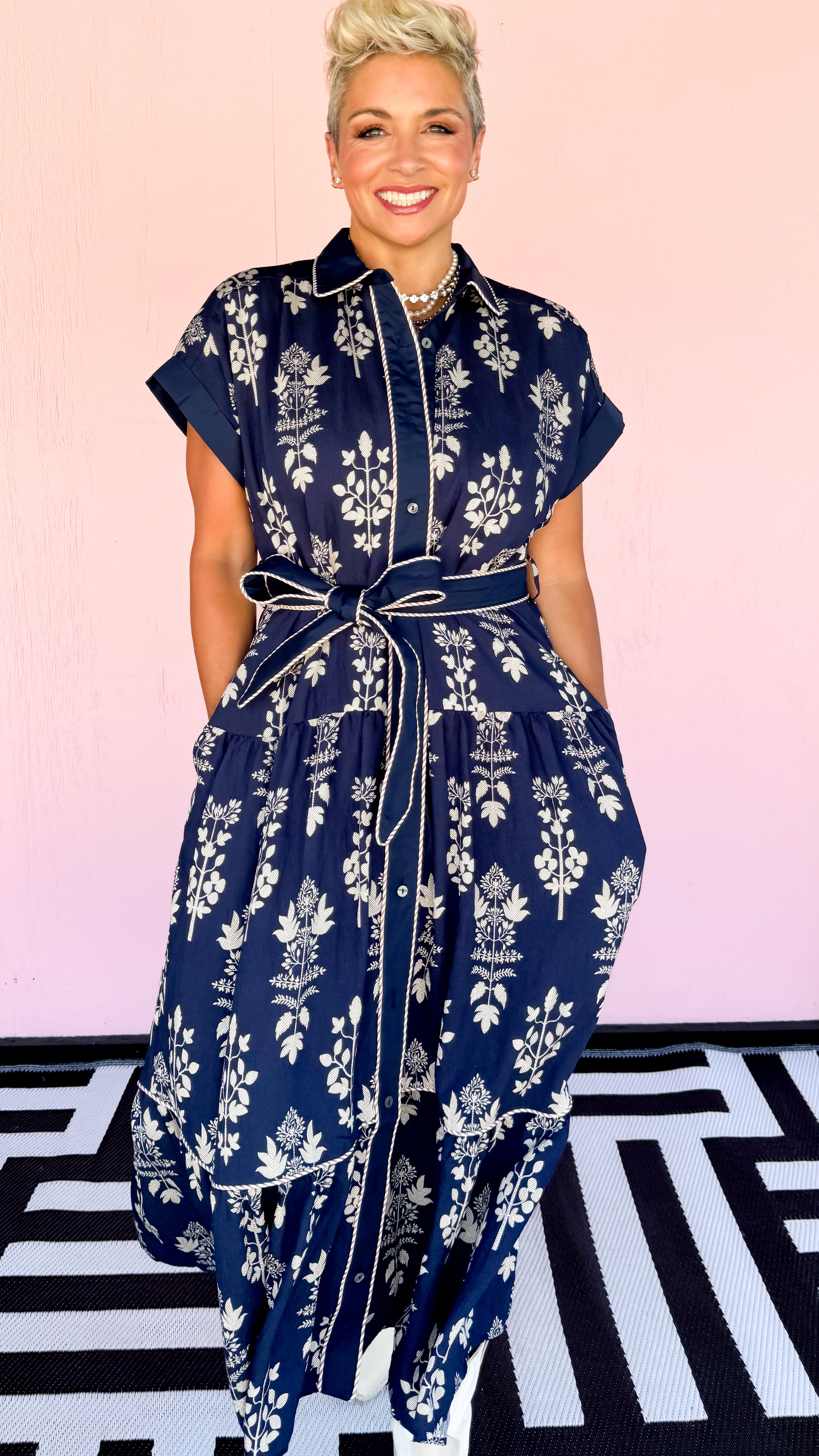 June Belted Maxi Dress/Navy