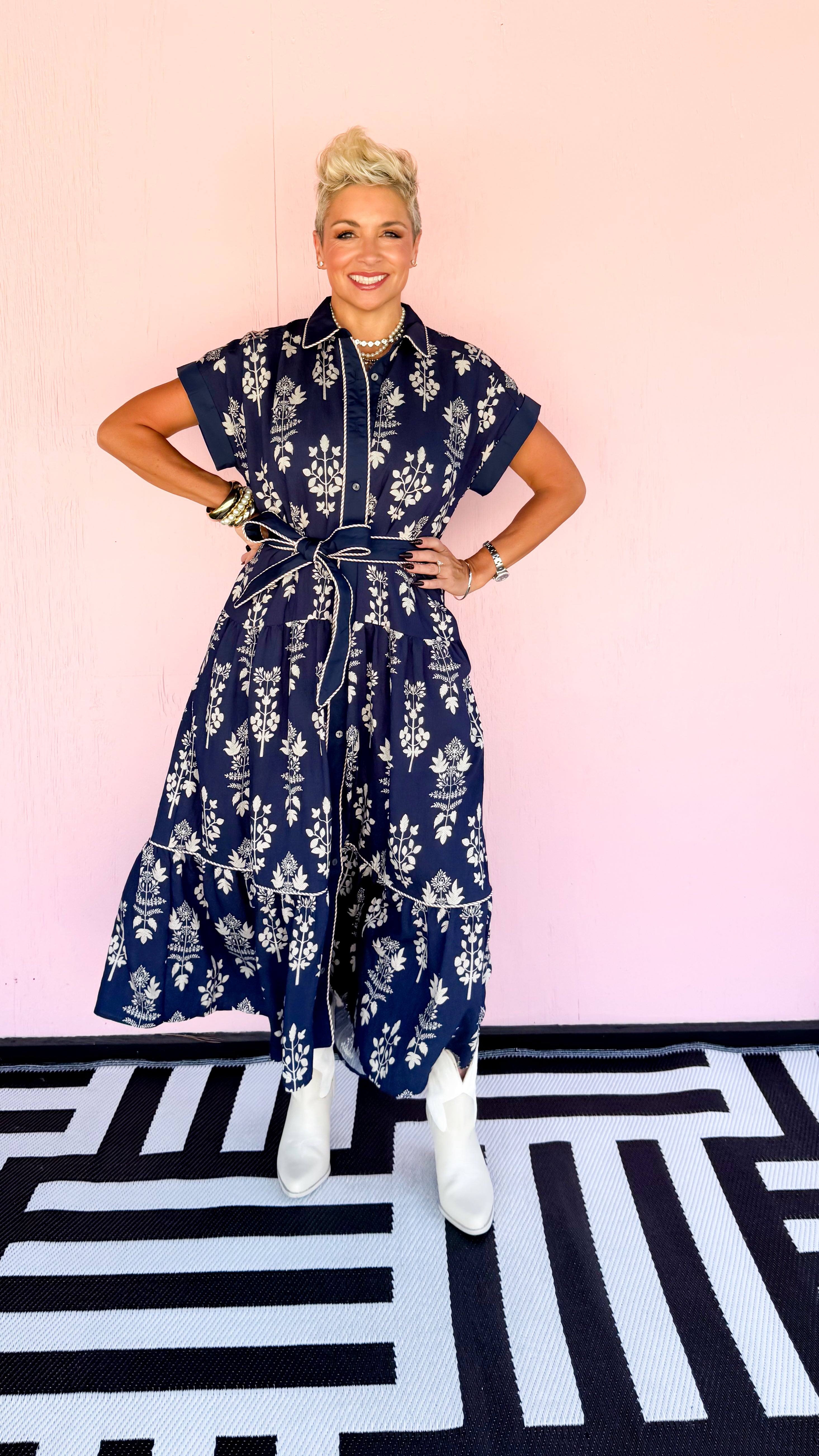 June Belted Maxi Dress/Navy