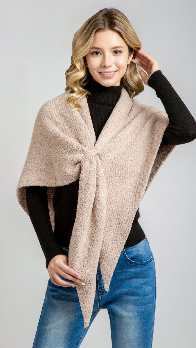 Beige Solid Shoulder Wrap/Shawl
