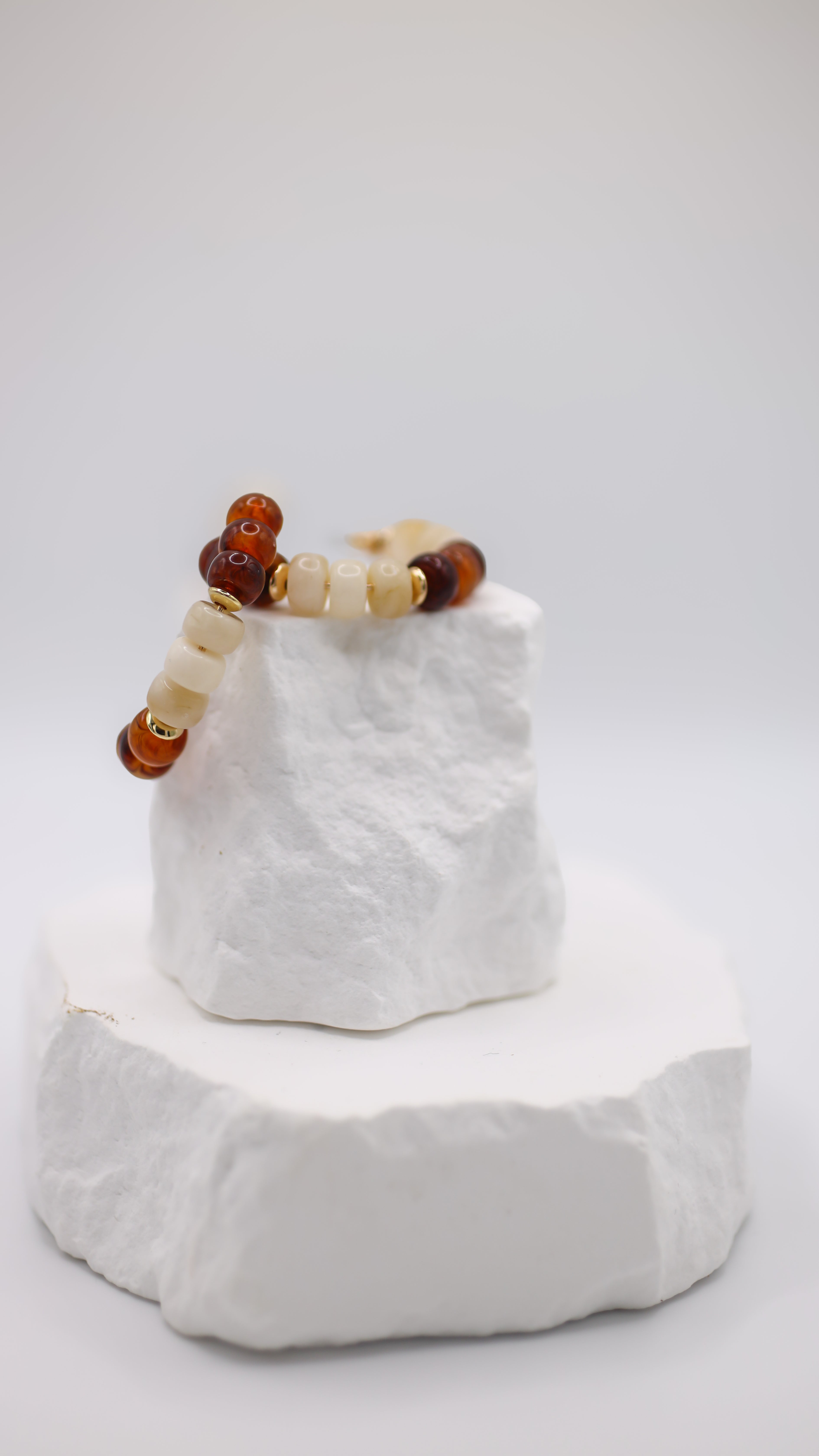 Beaded Hoop Earrings/Brown