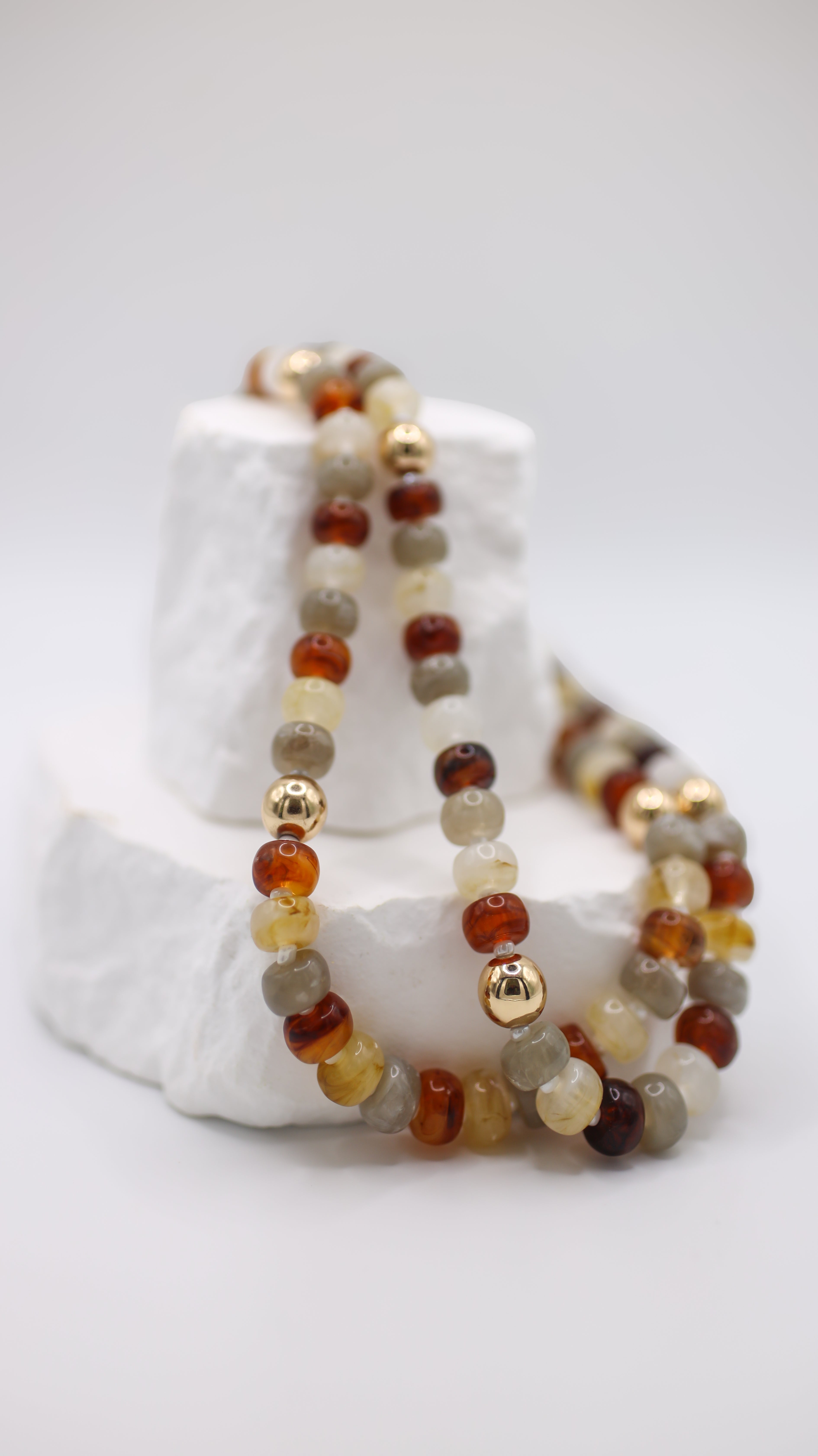 Double Strand Brown Beaded Necklace