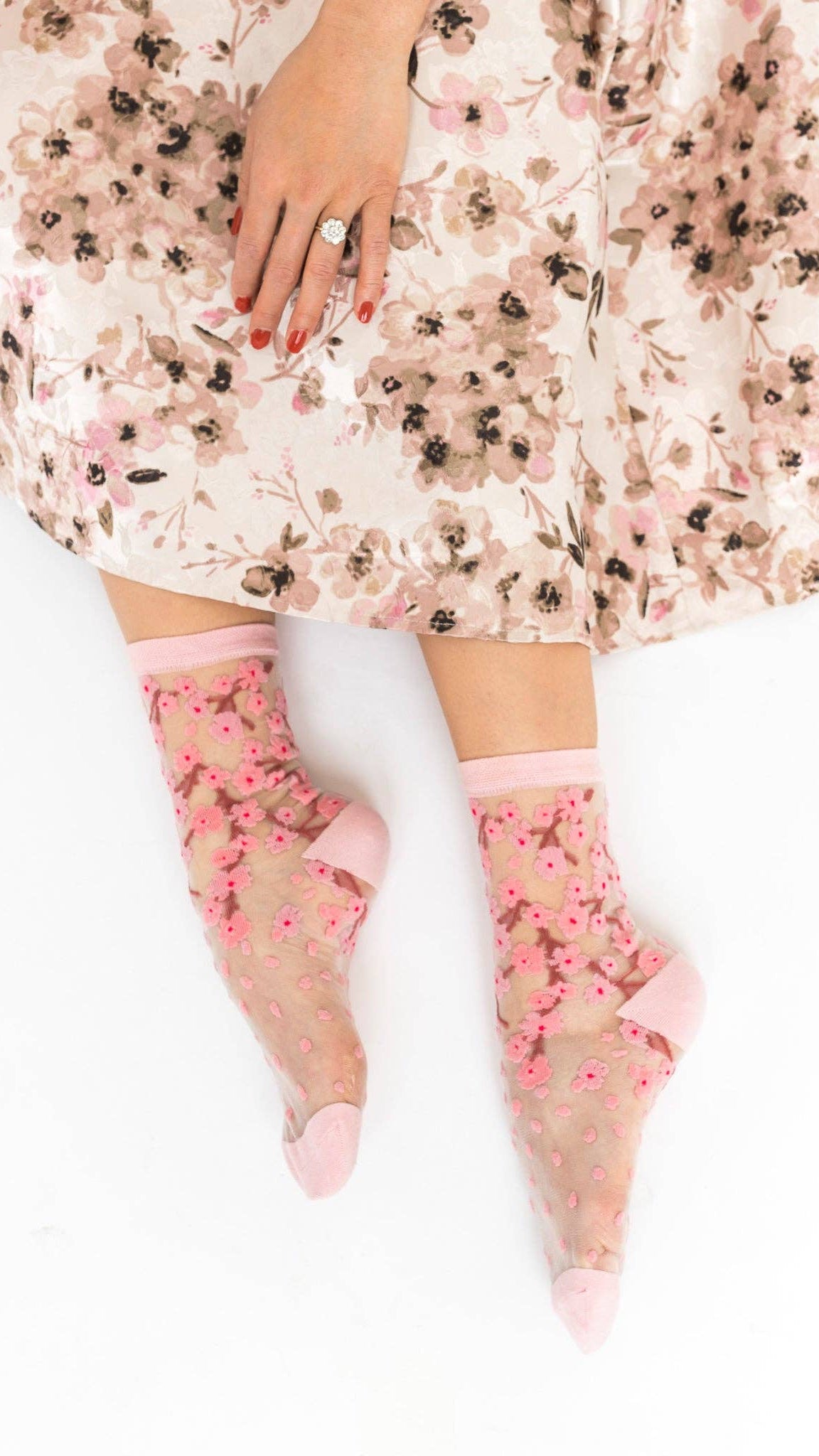 Cherry Blossom Sheer Crew Sock - The BLVD