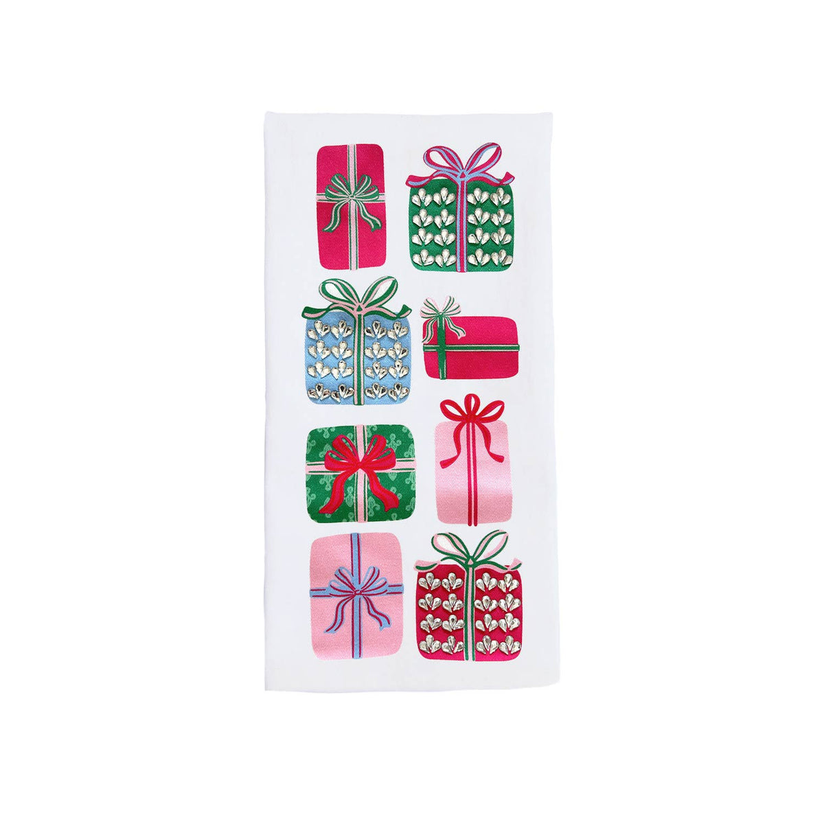 Mary Square Wrapped In Cheer Christmas tea towel, original product photo