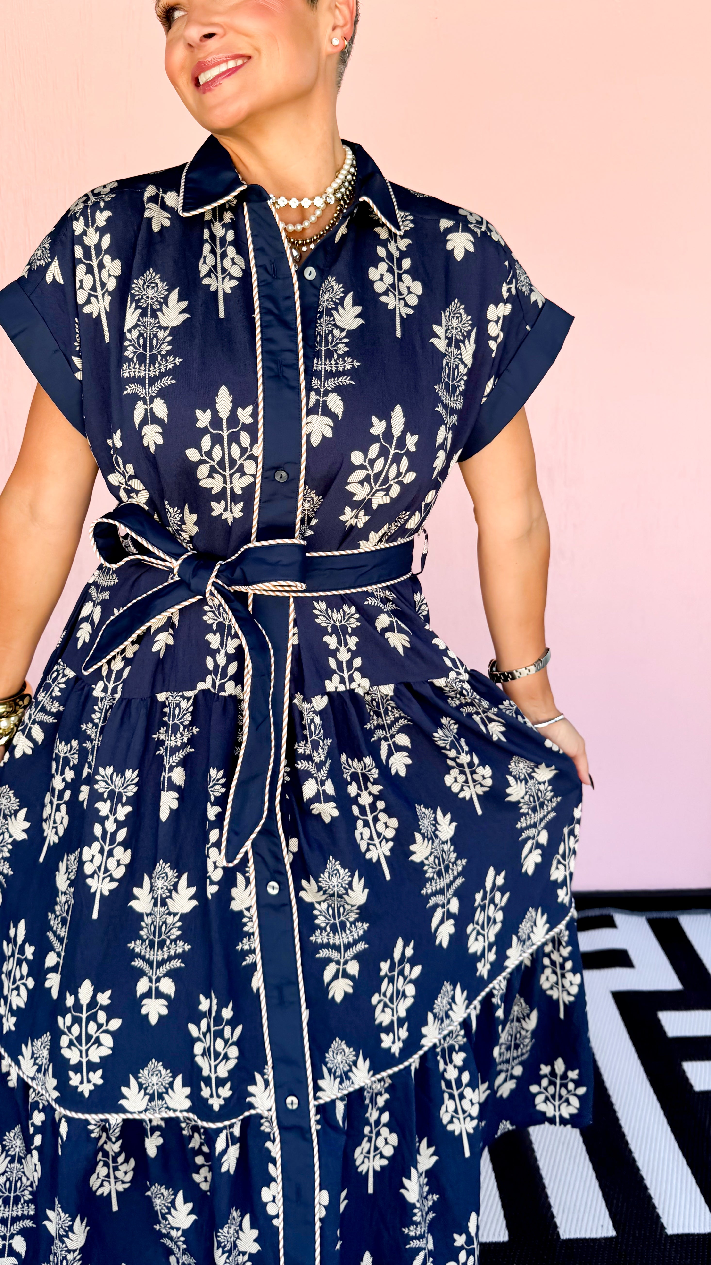 June Belted Maxi Dress/Navy