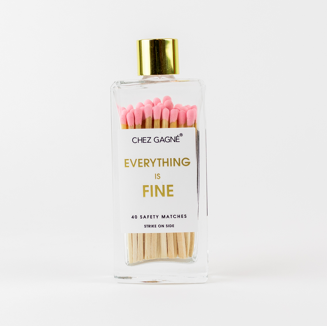 Everything is Fine/Glass Bottle Safety Matches - Pink