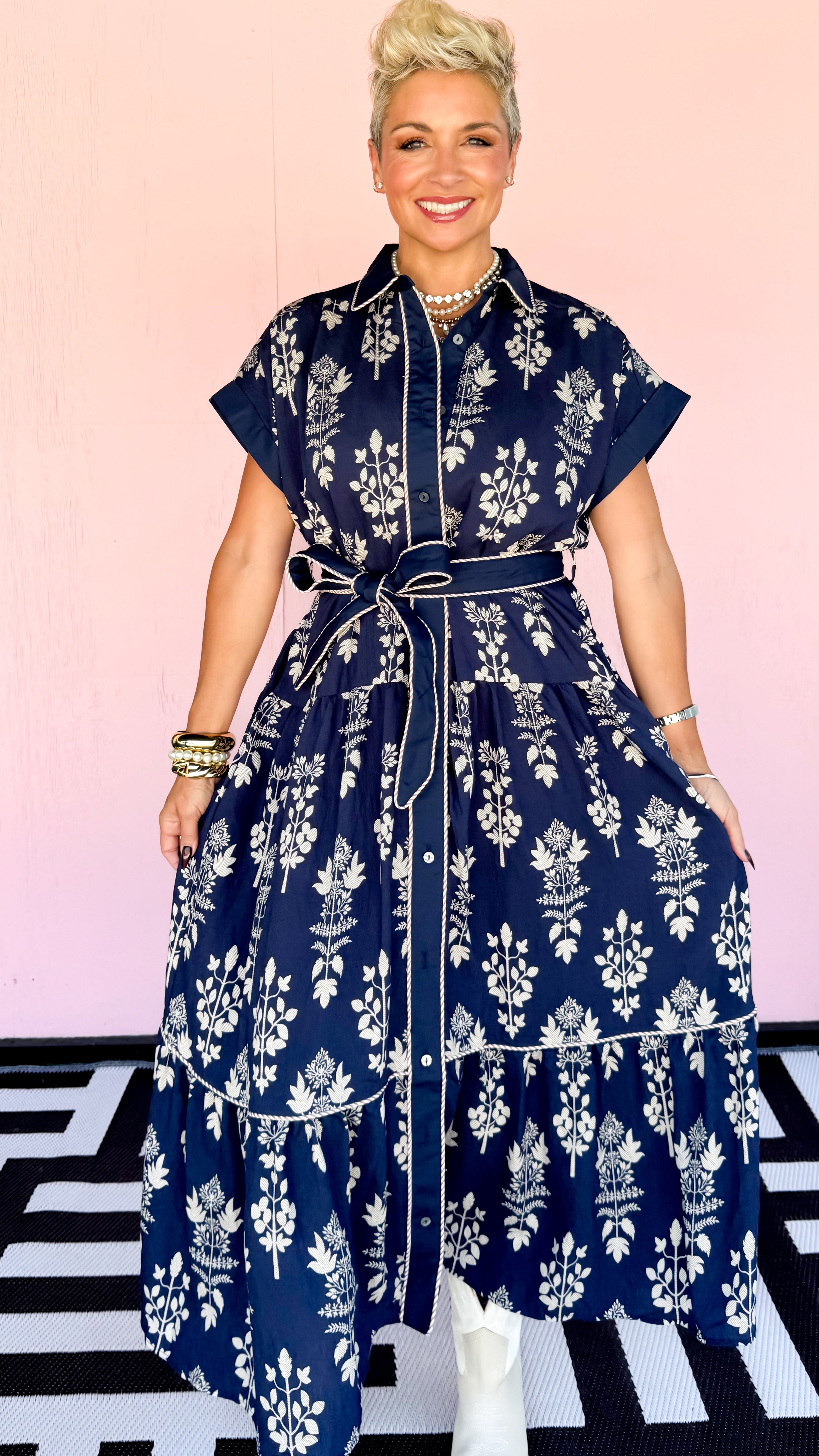 June Belted Maxi Dress/Navy