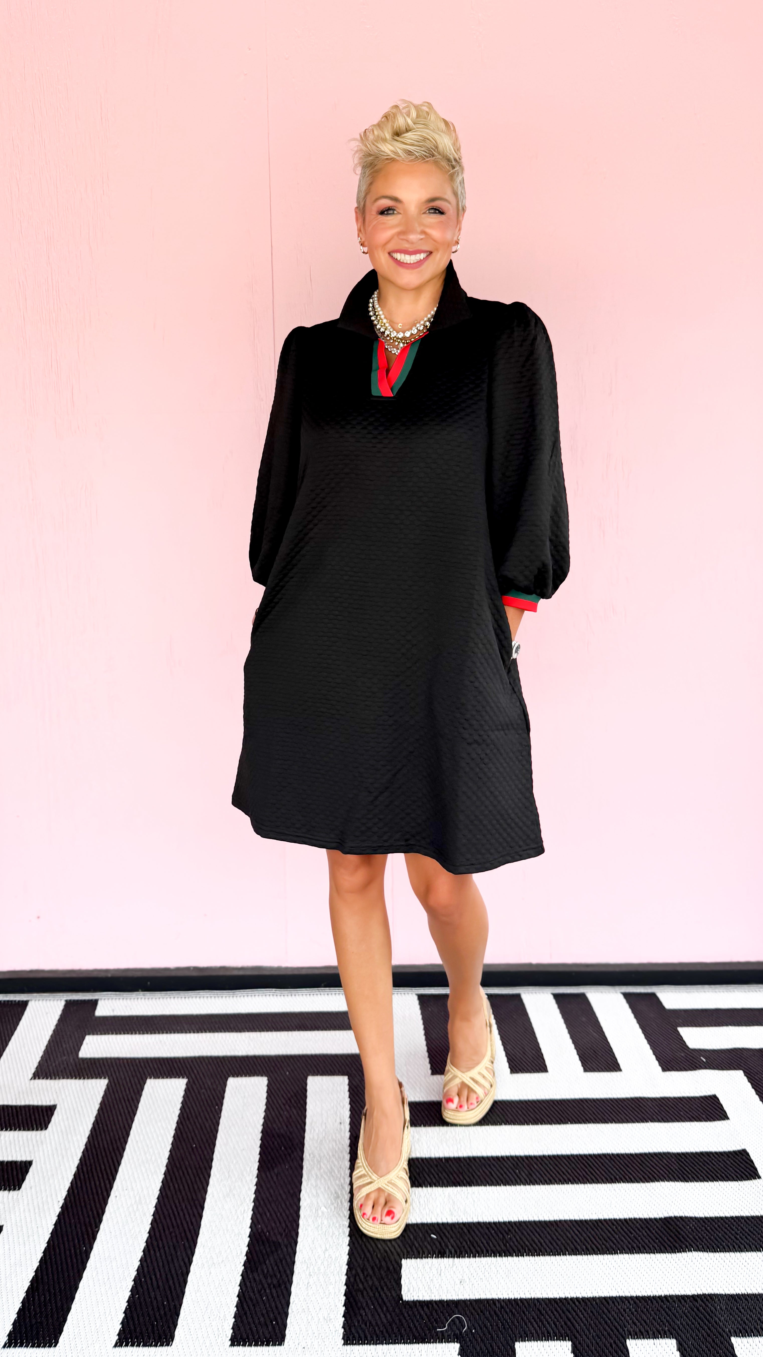 Textured Mini Dress/Black