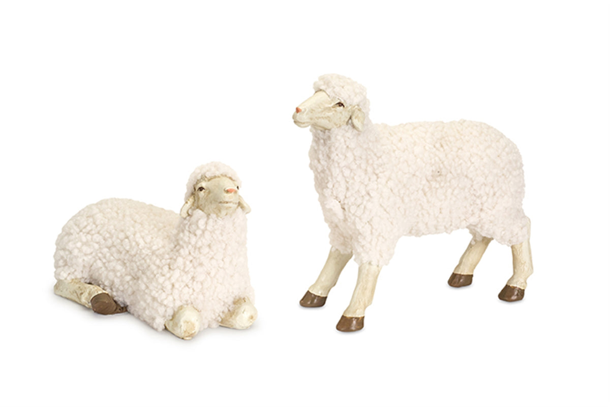 Cream sheep figurine, full view