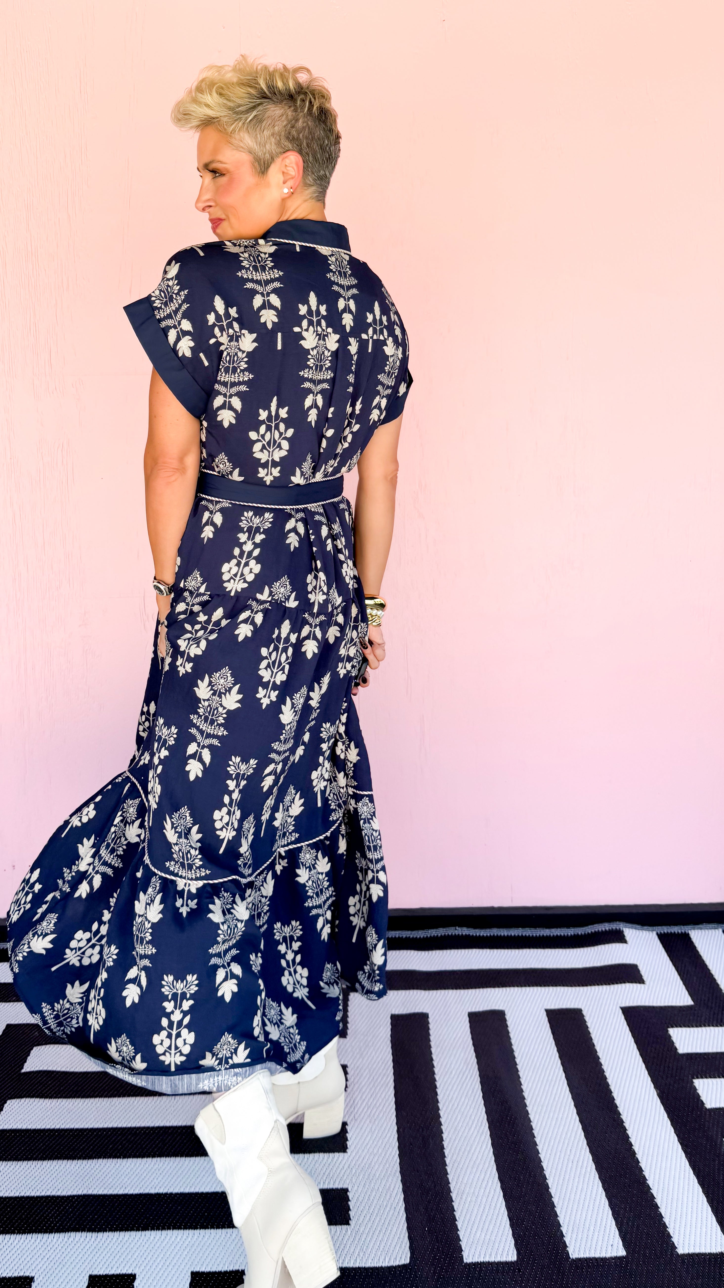 June Belted Maxi Dress/Navy