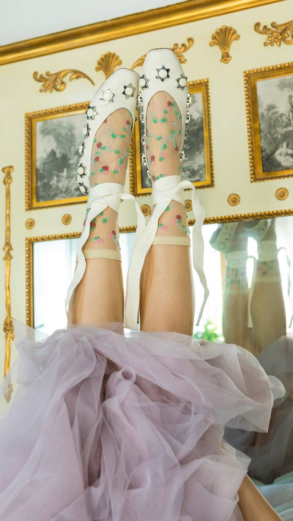 Sheer Rosettes Crew Sock - The BLVD