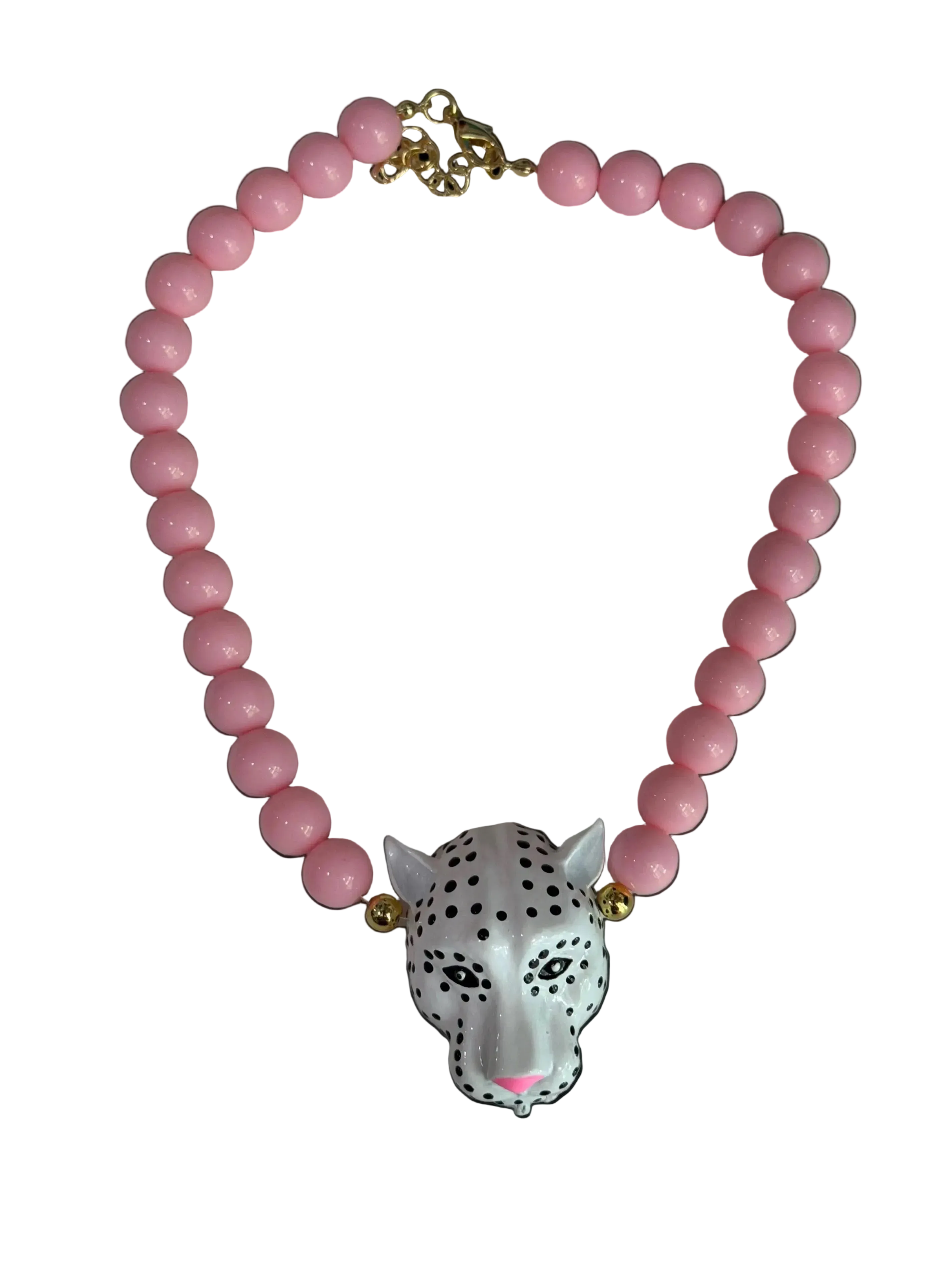 Leopard Head Beaded Statement Necklace