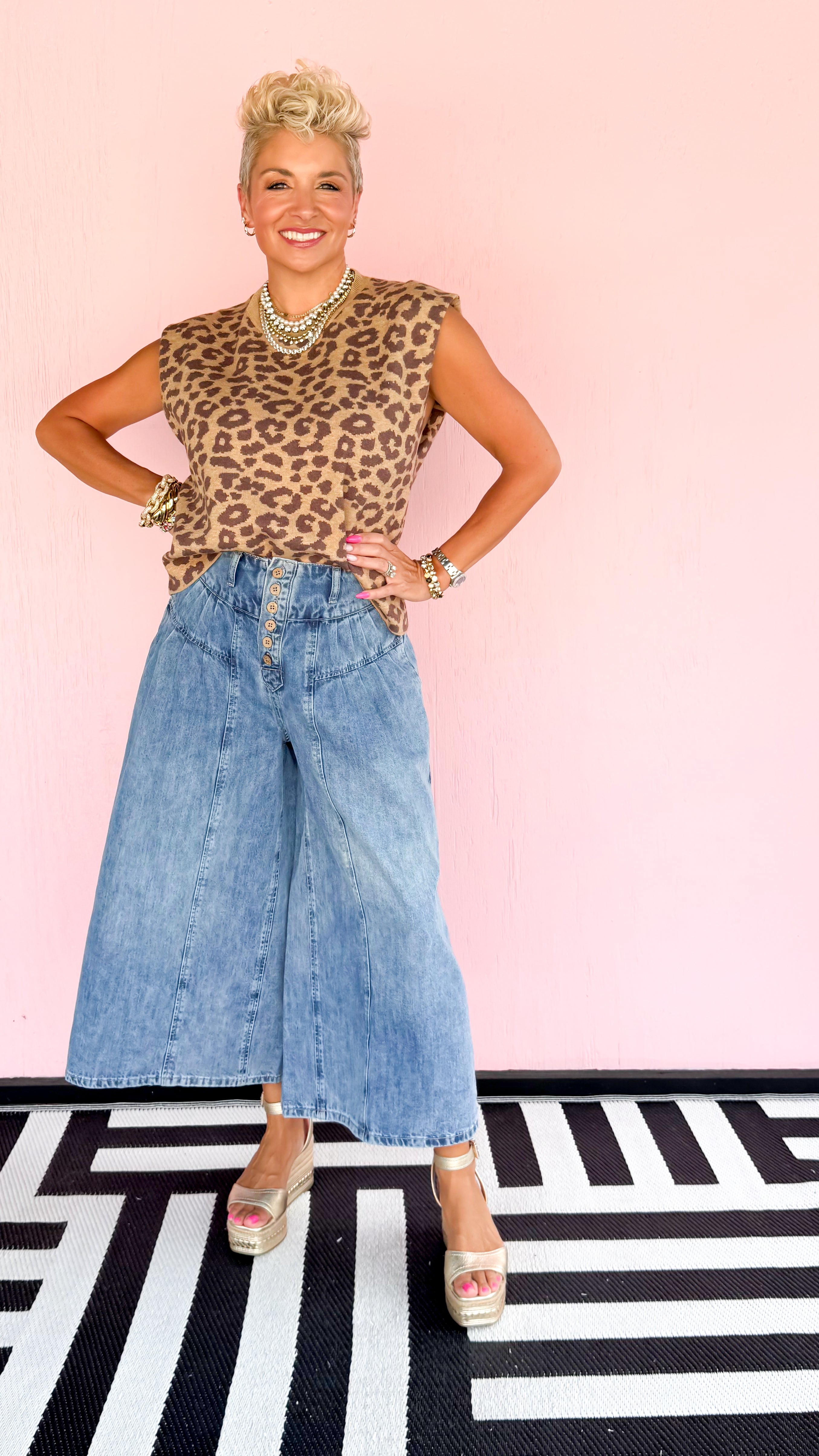 Madi Leopard Sleeveless Sweater - The BLVD