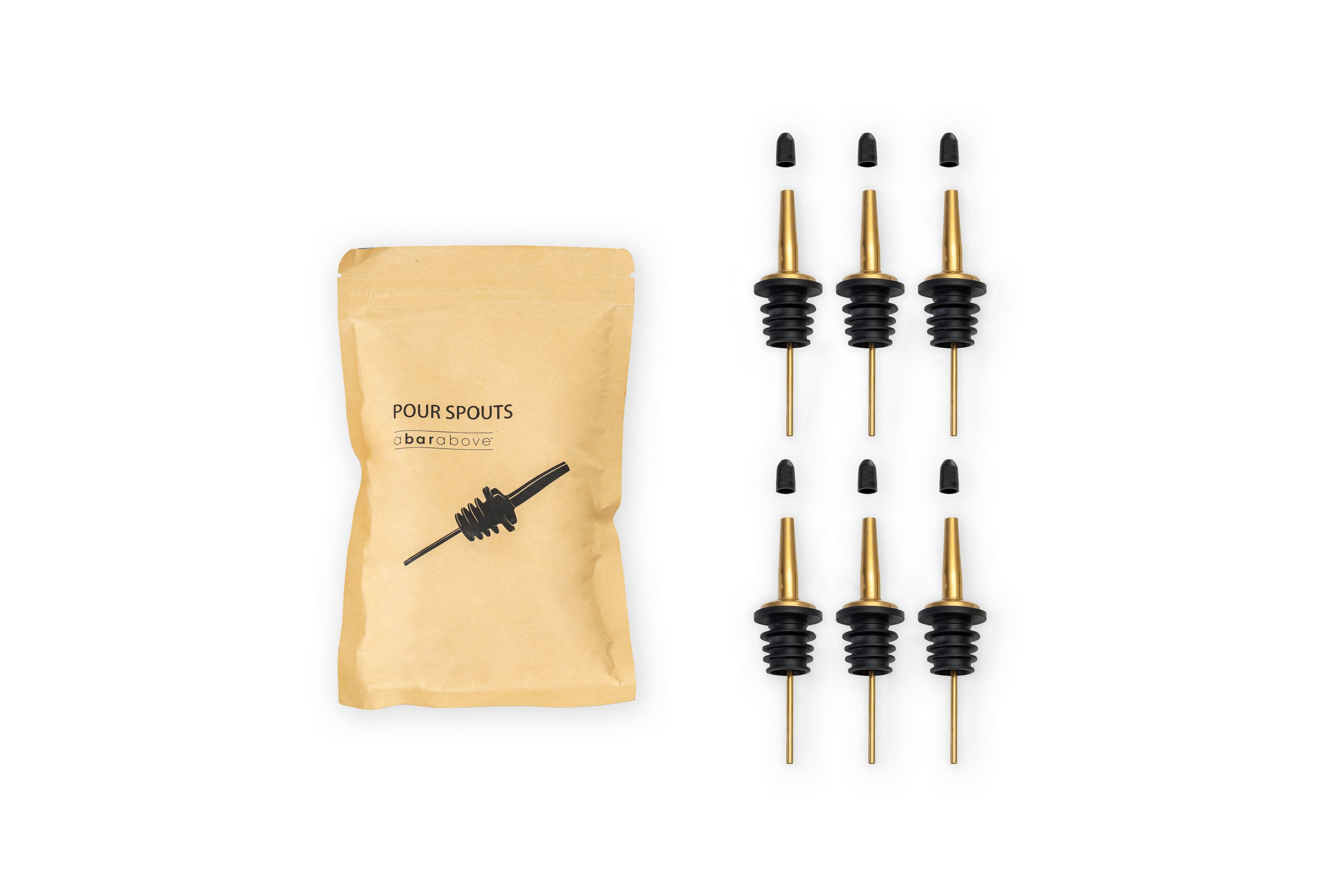 Pour Spouts, Set of 6 Bottle Pourers - Gold - The BLVD