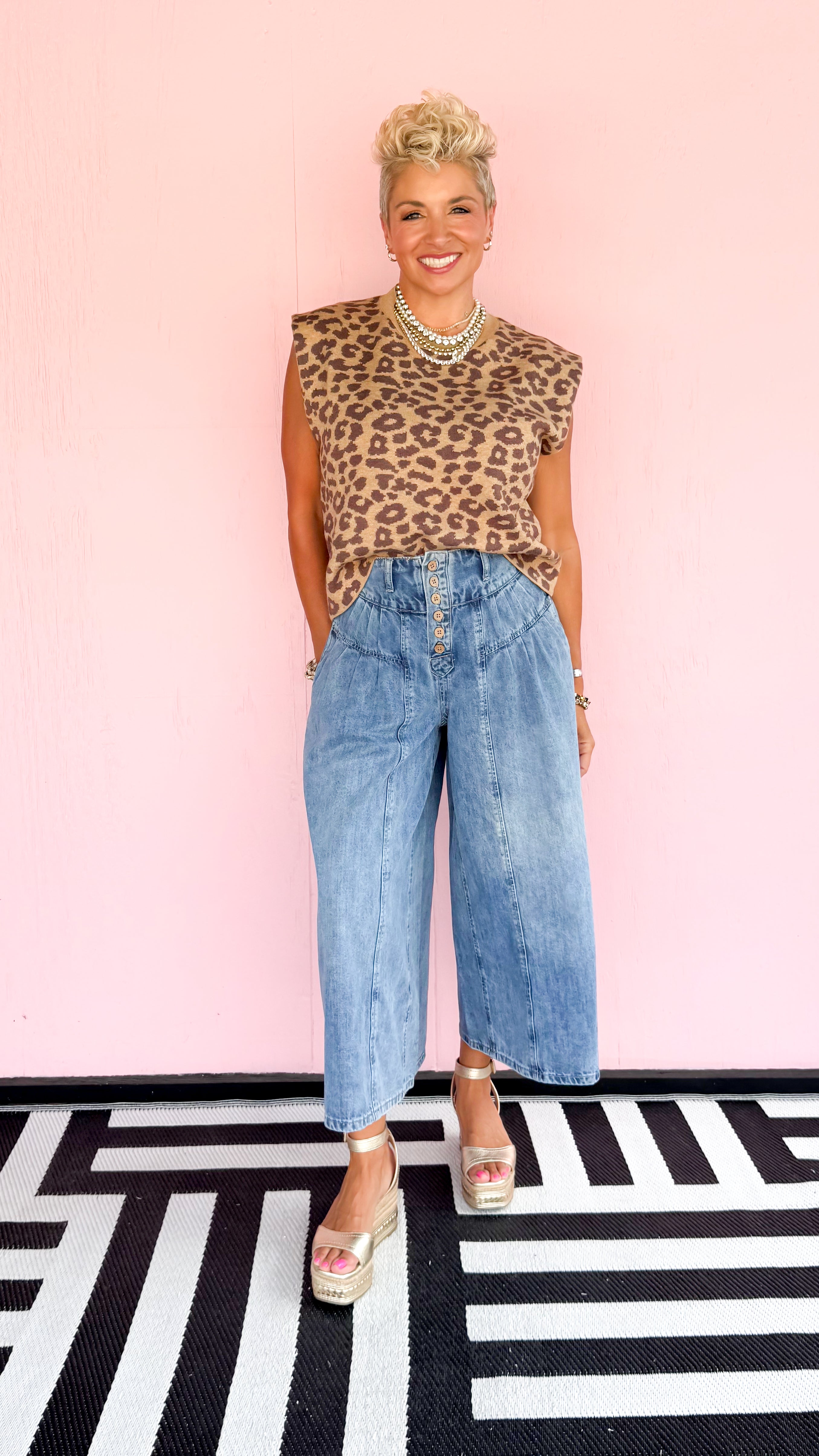 Madi Leopard Sleeveless Sweater - The BLVD