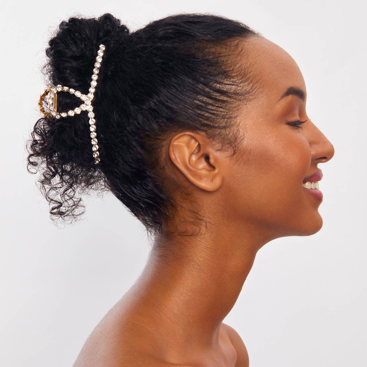 Metal Rhinestone Loop Claw Clip 1pc- Gold - The BLVD