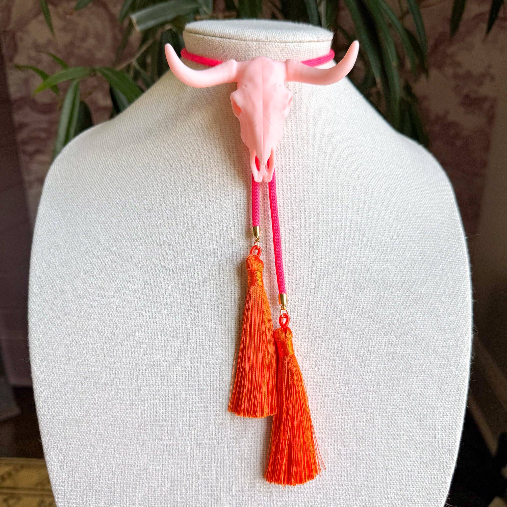 Longhorn Bolo Blush Pink with Neon Pink & Orange