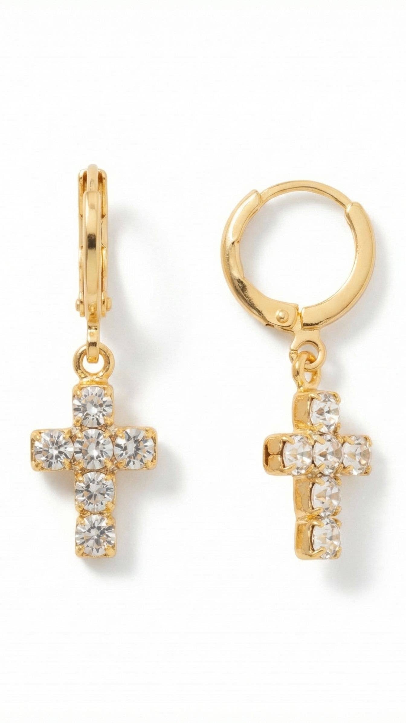 Carly Cross Huggie Hoop Earrings