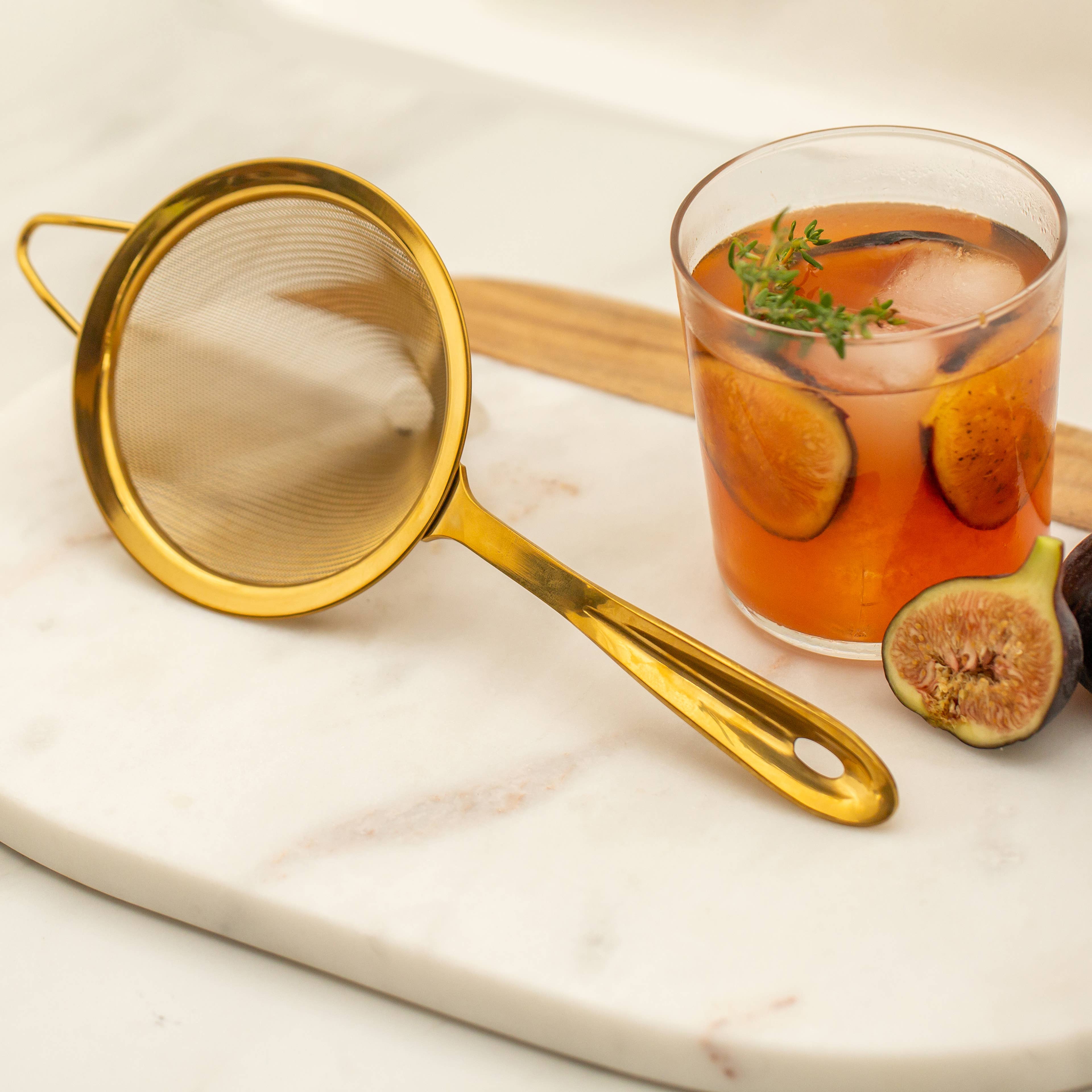 Fine Mesh Cocktail Strainer, Gold 10 cm - The BLVD