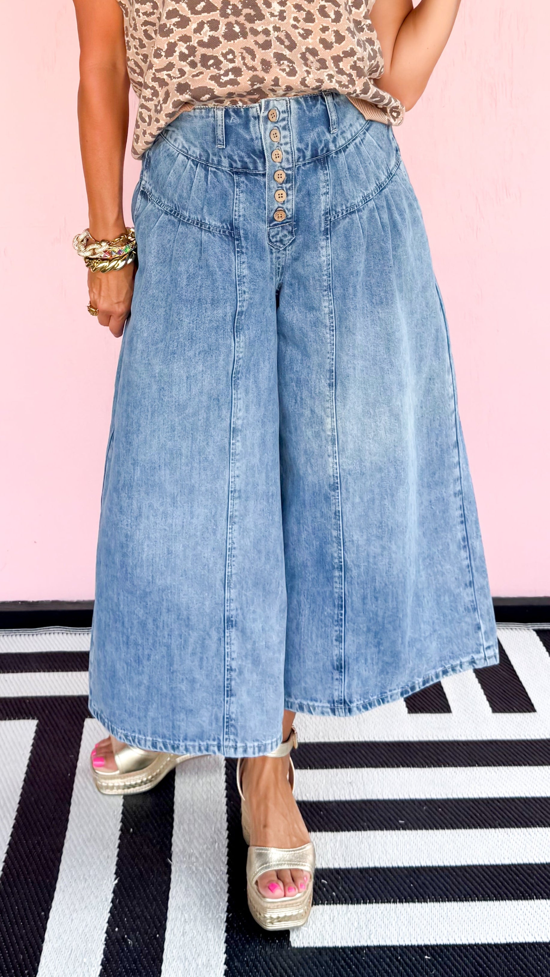 Cari Cropped Culotte Jeans/Blue