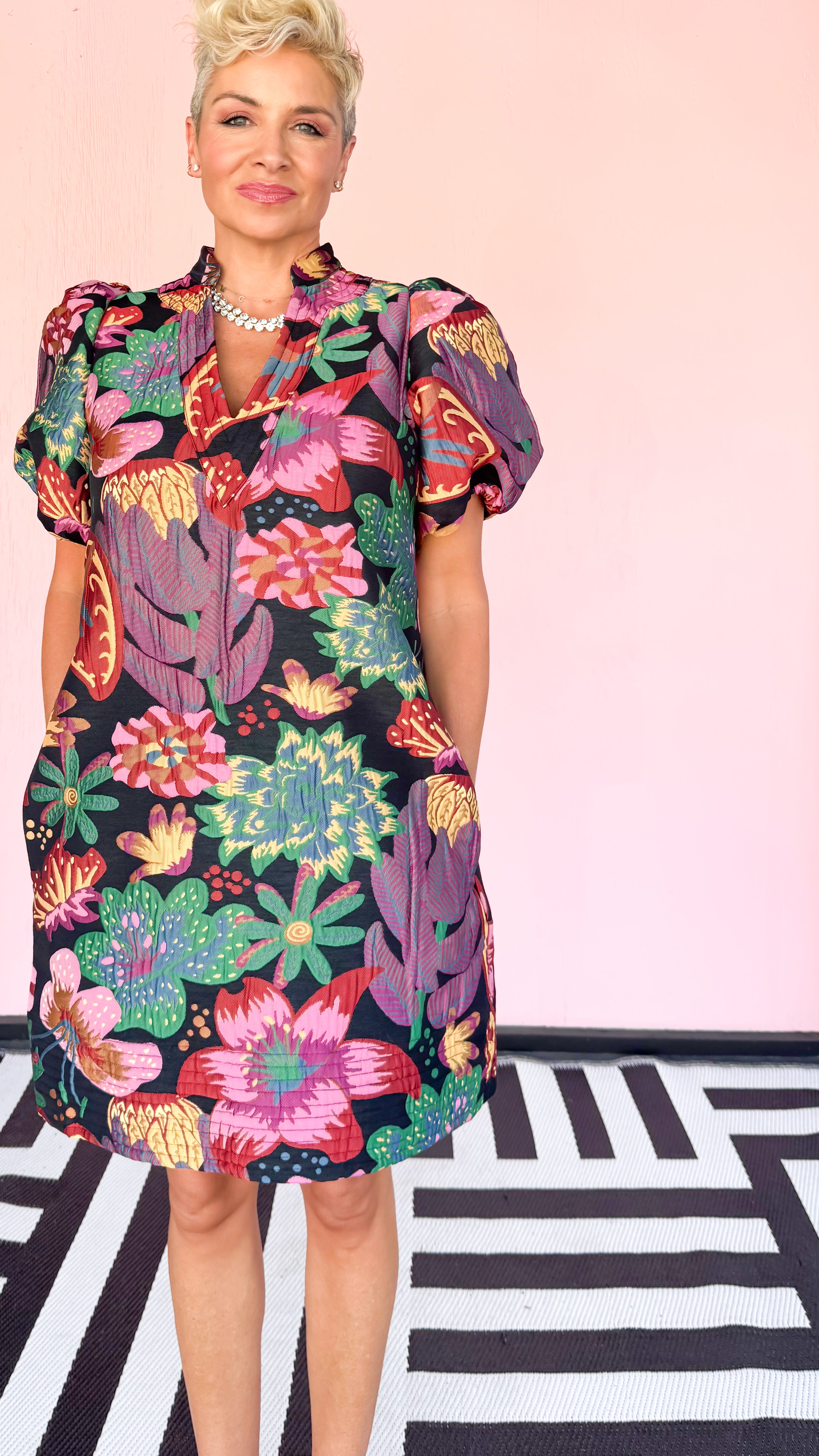 Hampton Mini Dress/Midnight Garden