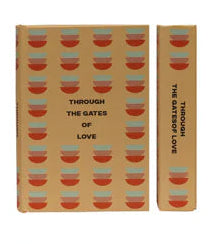 Set of small books with decorative covers on a white background