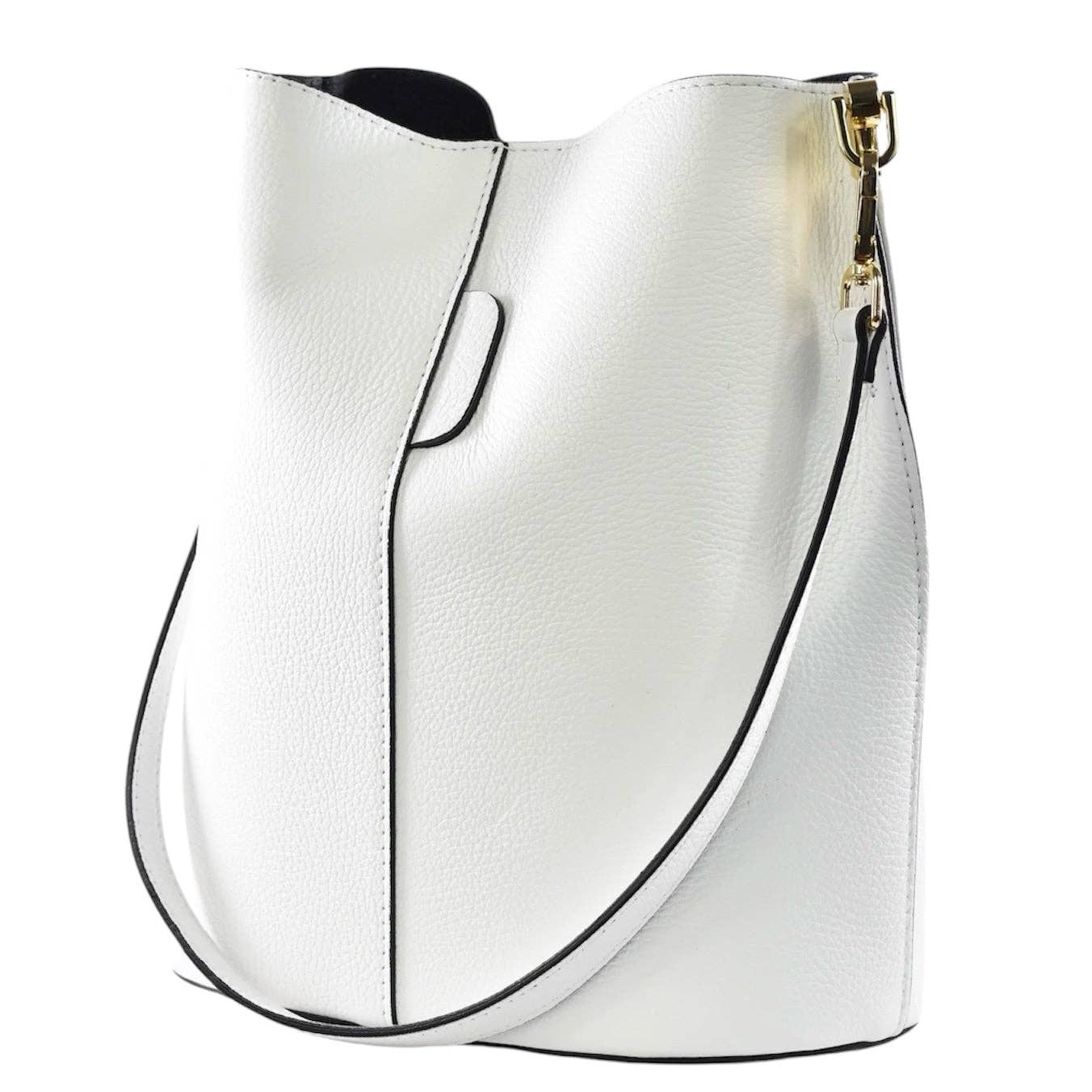 Giulia bucket bag in genuine leather accessory - side view - BLVD Boutik
