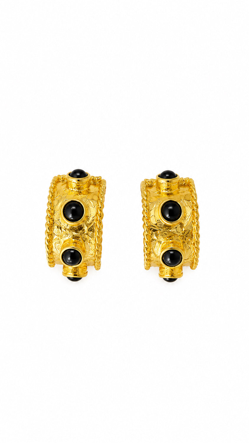I R I & Studio 4 Stone Station Huggie Hoop Earrings, four-stone station huggies, front view