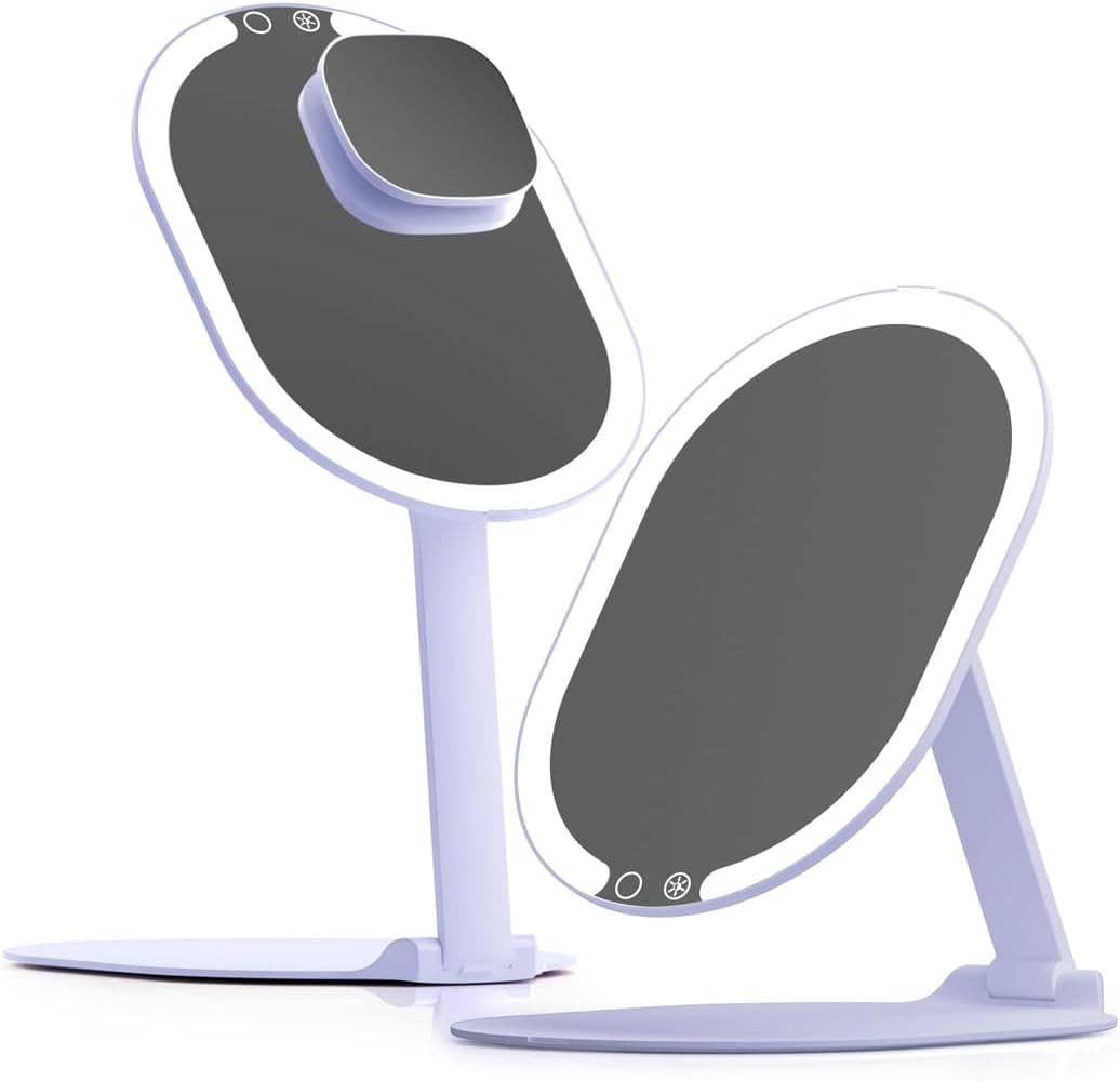 Sara ultra slim foldable lighted travel mirror product photo - folded view - BLVD Boutik