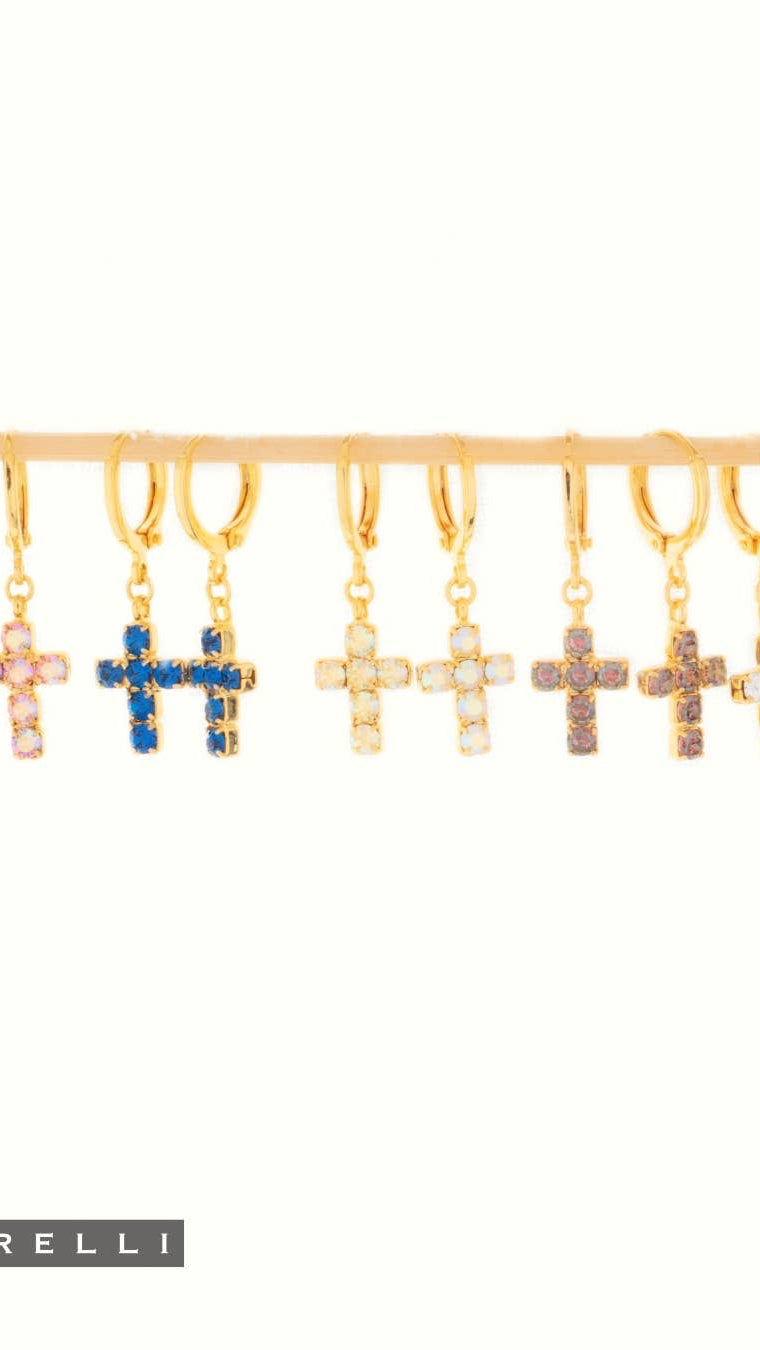 Carly Cross Huggie Hoop Earrings