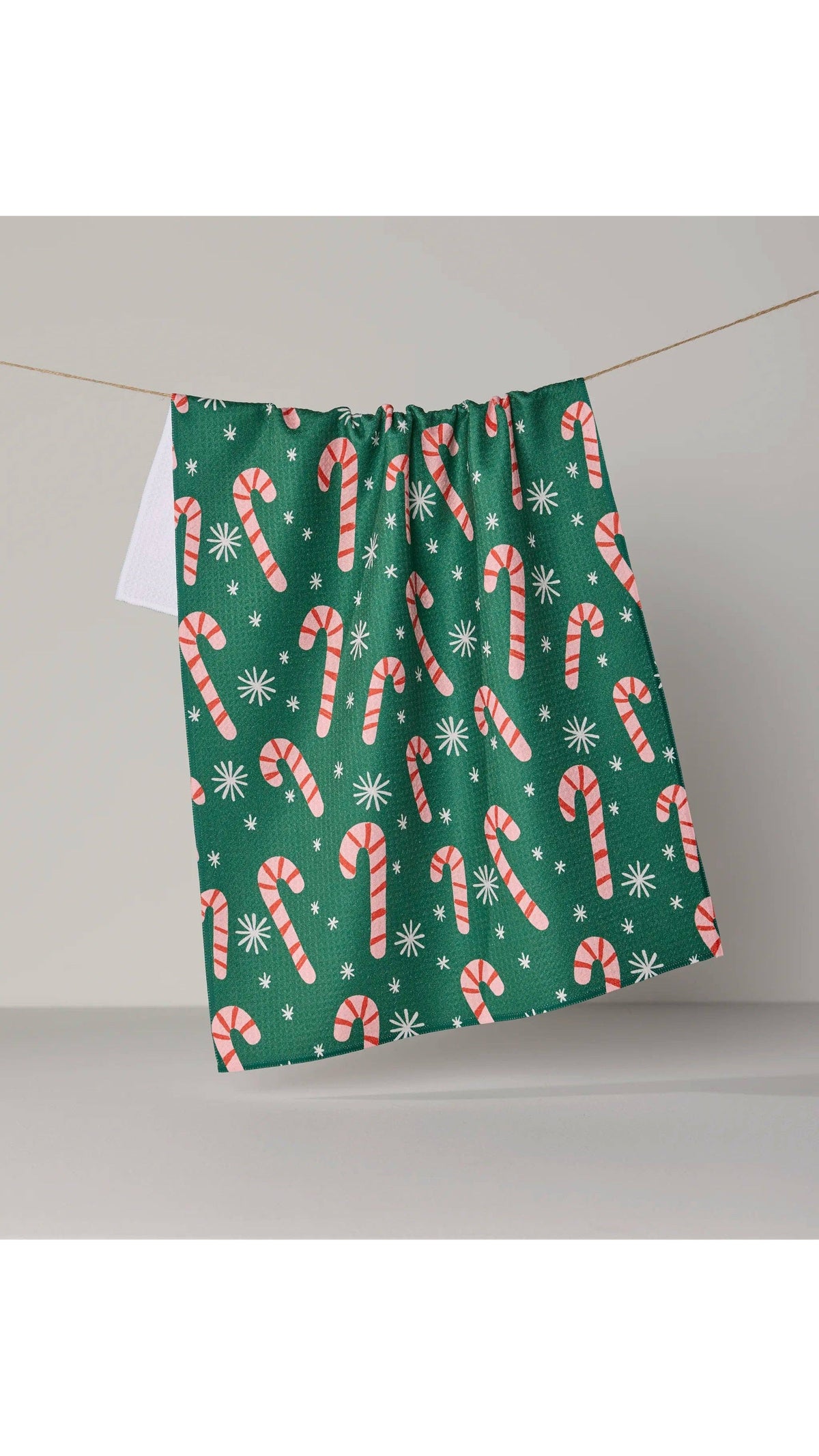Geometry Sweet Candy holiday tea towel, 18 x 30, full view on white