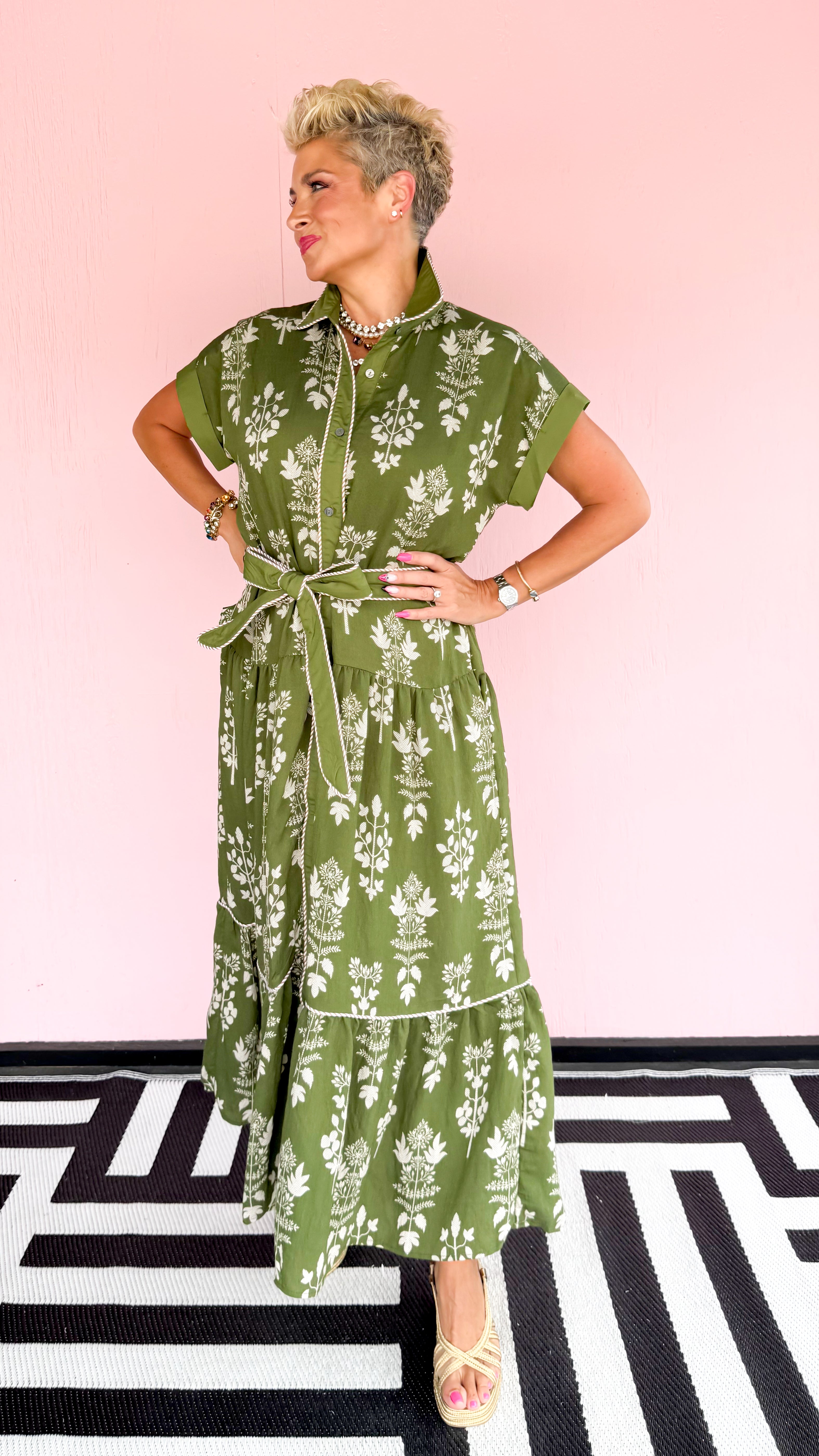 June Belted Maxi Dress/Olive